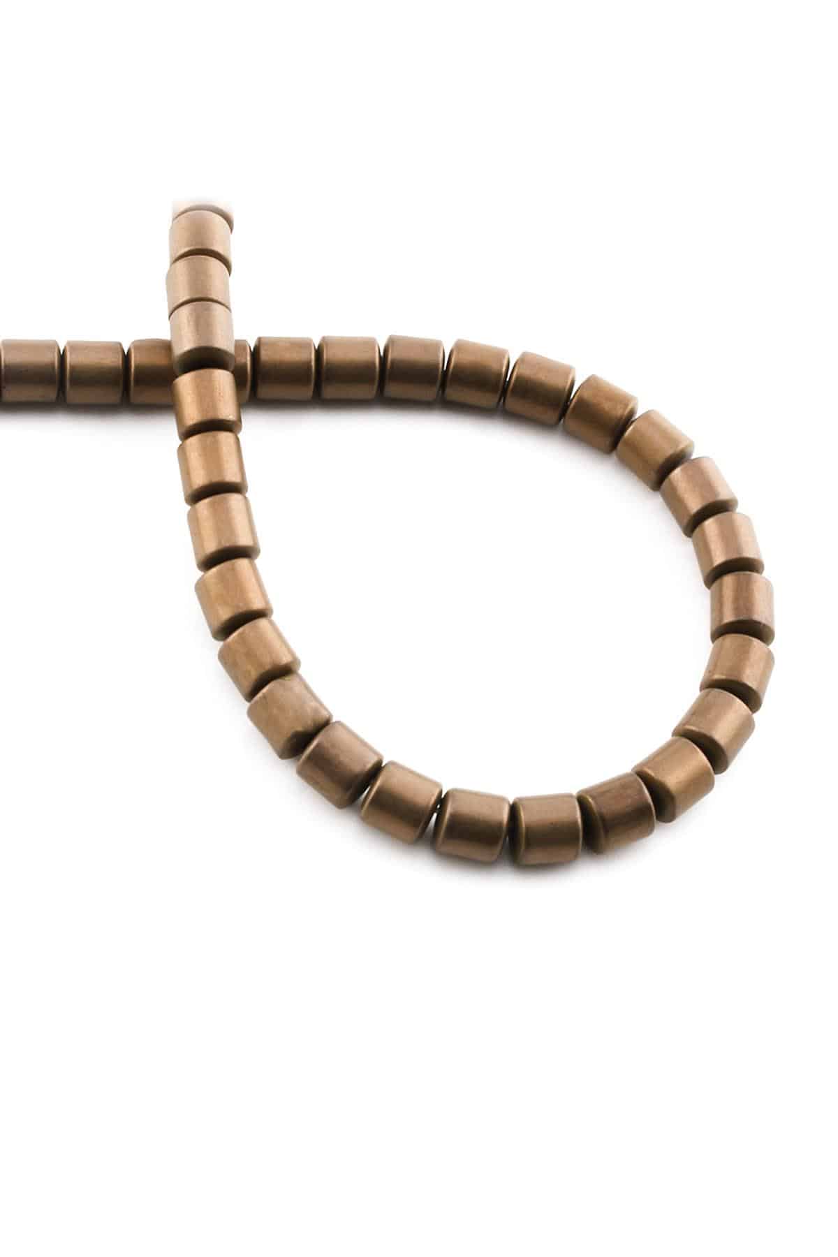 Hematite Natural Stone Matte Brown Cylinder Cut 6x6mm String Of Beads