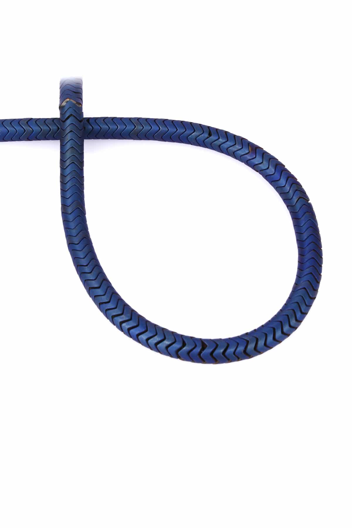 Hematite Natural Stone Matte Blue Herringbone Cut 6x2mm String Of Beads