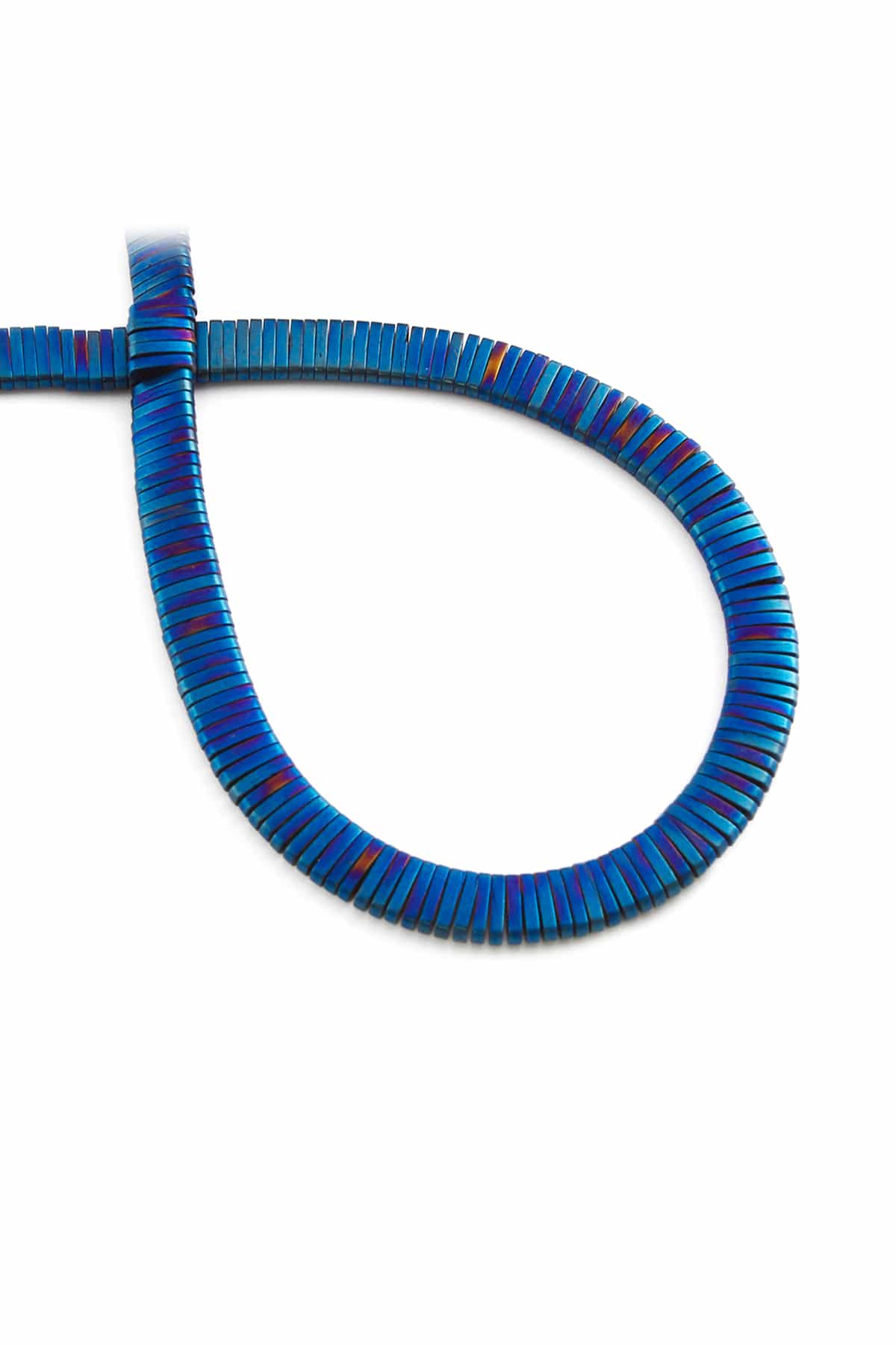 Hematite Natural Stone Matte Blue Washer Cut Double Hole 5x1mm String Of Beads
