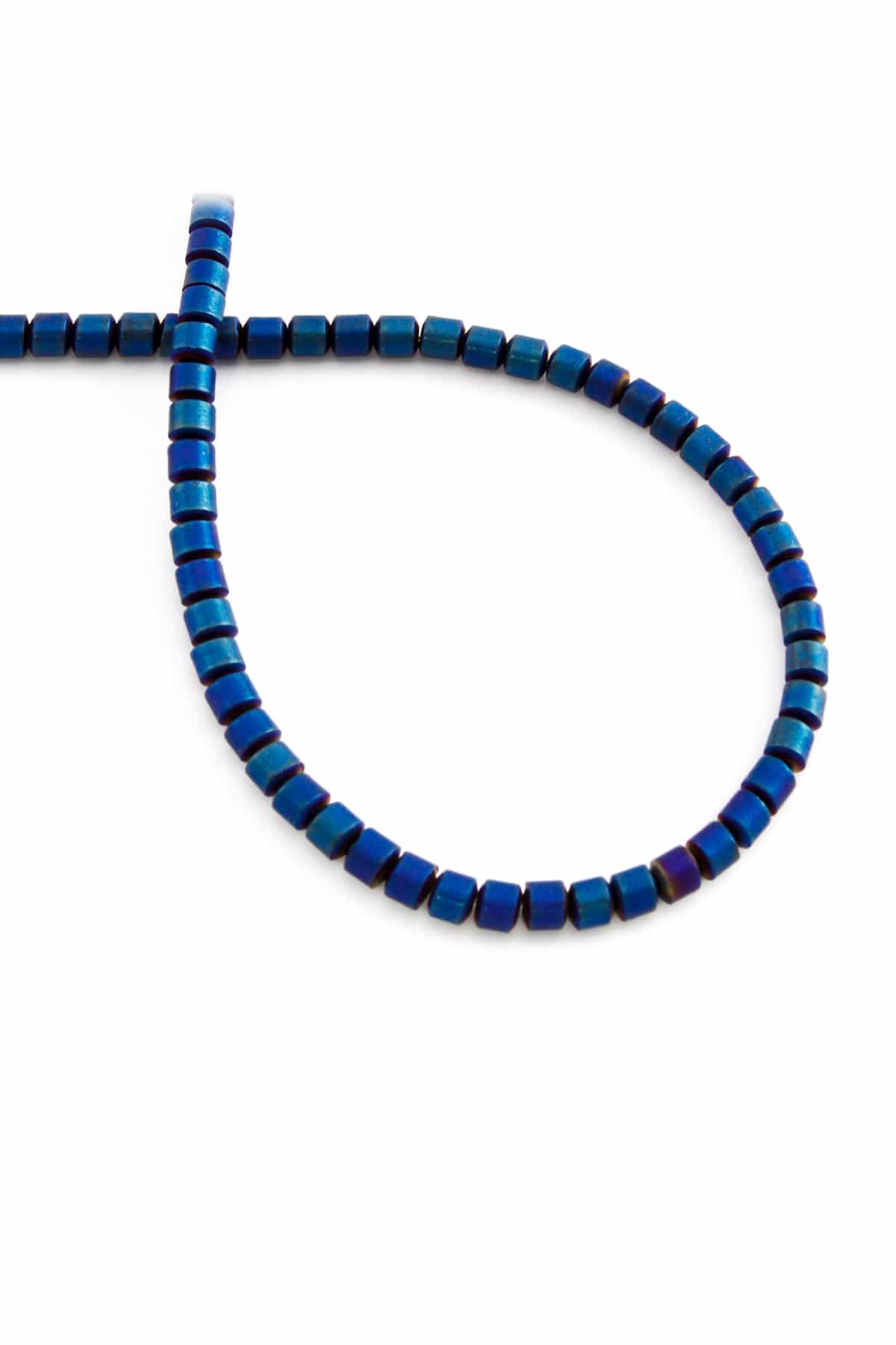 Hematite Natural Stone Matte Blue Cylinder Cut 3x3mm String Of Beads