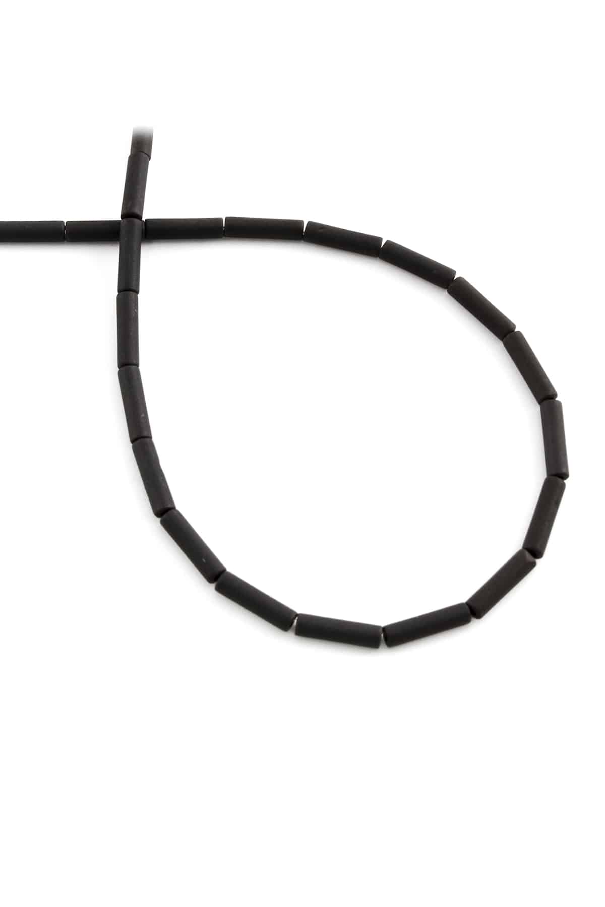Hematite Natural Stone Matte Black 2x8mm String Of Beads