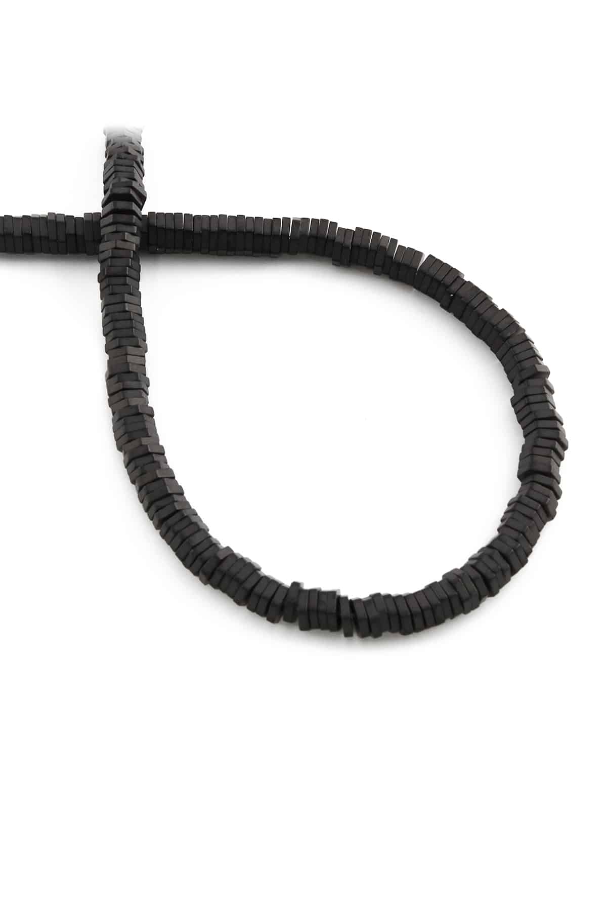 Hematite Natural Stone Matte Black 5x1mm String Of Beads