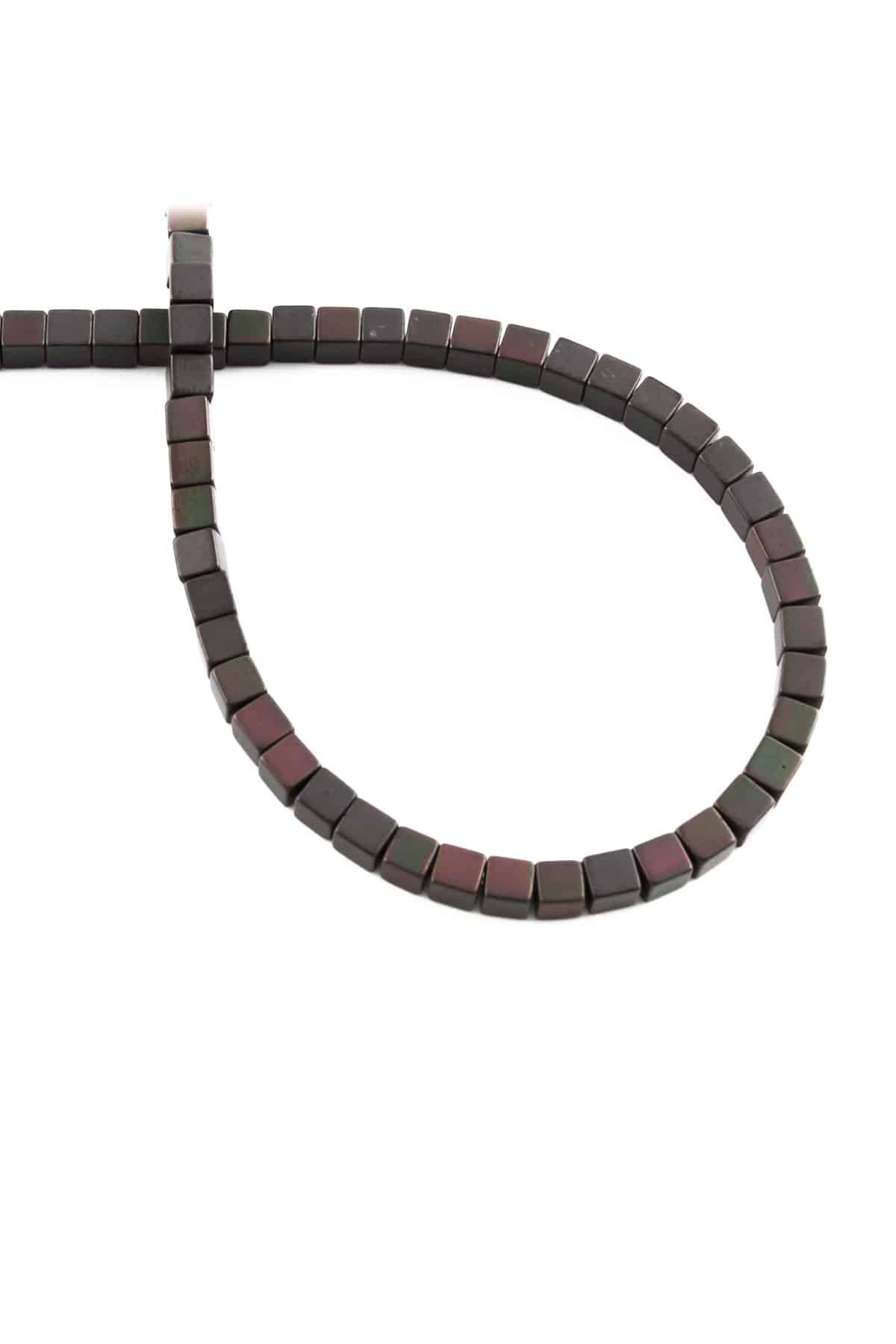 Hematite Natural Stone Matte Black Rainbow Cube Cut 3x3mm String Of Beads