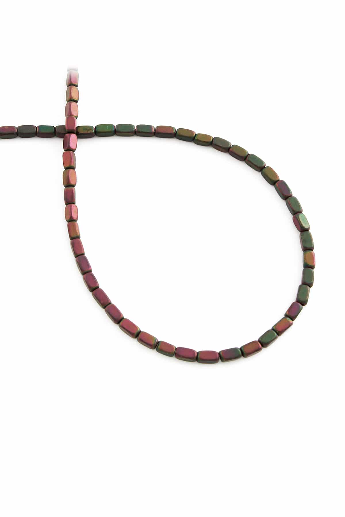 Hematite Natural Stone Matte Black Rainbow Rectangular Cut 2x4mm String Of Beads