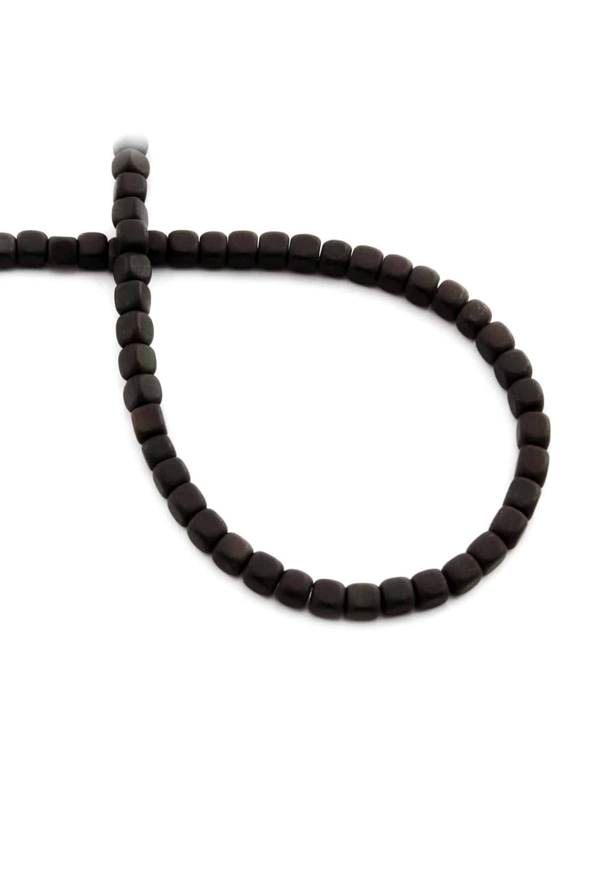 Hematite Natural Stone Matte Black Square Cut 4x4mm String Of Beads