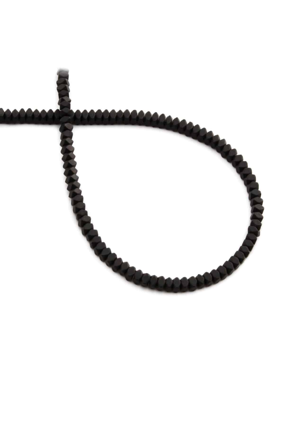 Hematit Doğal Taş Mat Siyah Özel Kesim 3x2mm Dizi [AA]