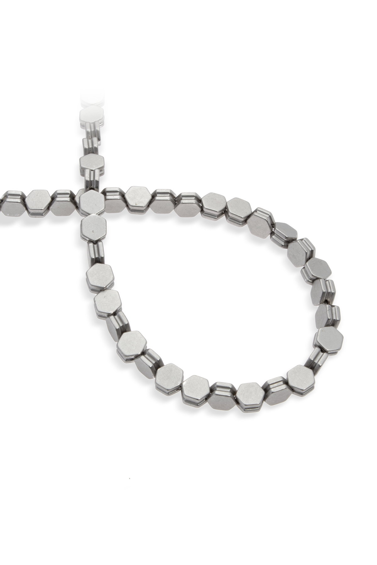 Hematit Doğal Taş Mat Titanyum Altıgen Kesim 7x4mm Dizi