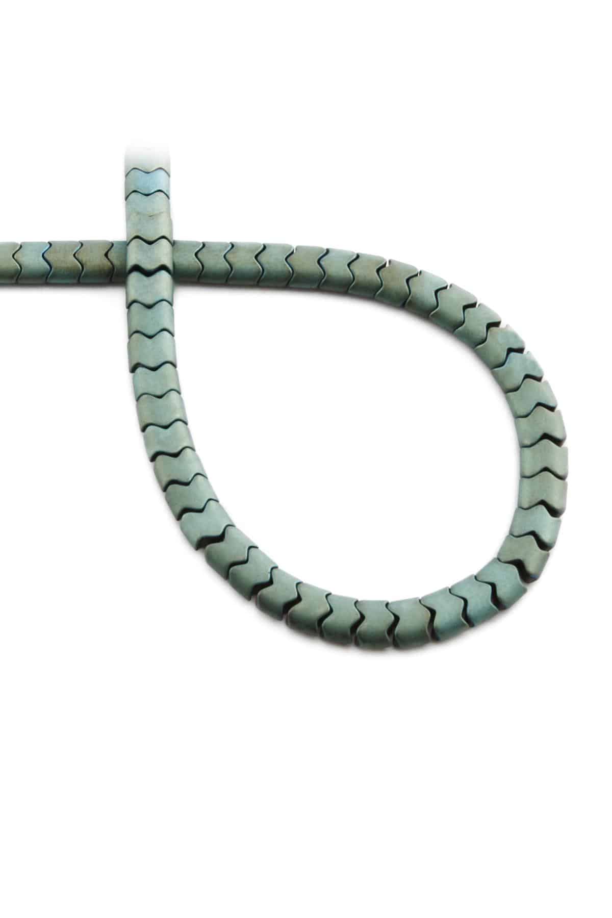 Hematit Doğal Taş Mat Yeşil Yassı Balık Sırtı Kesim 6x4mm Dizi