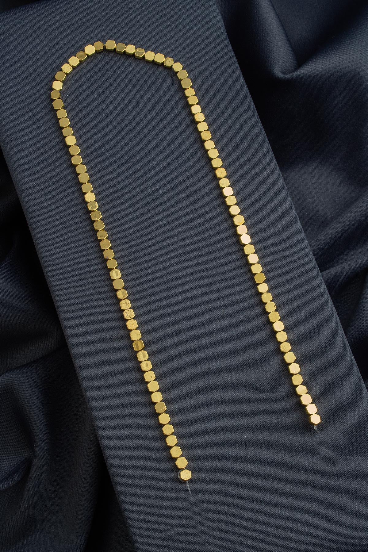 Hematit Doğal Taş Parlak Altın Sarı 3x4mm Dizi