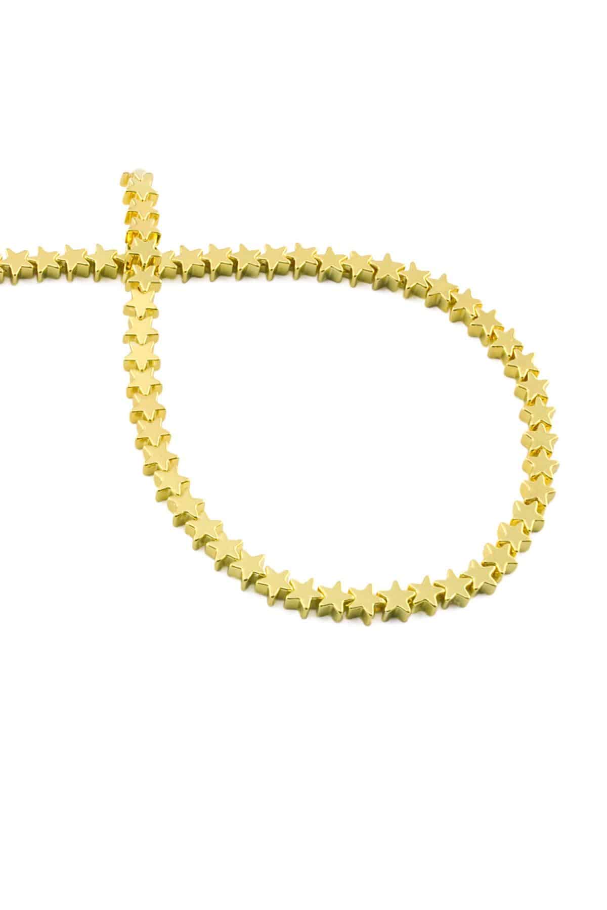 Hematite Natural Stone Shiny Gold Yellow 4mm String Of Beads