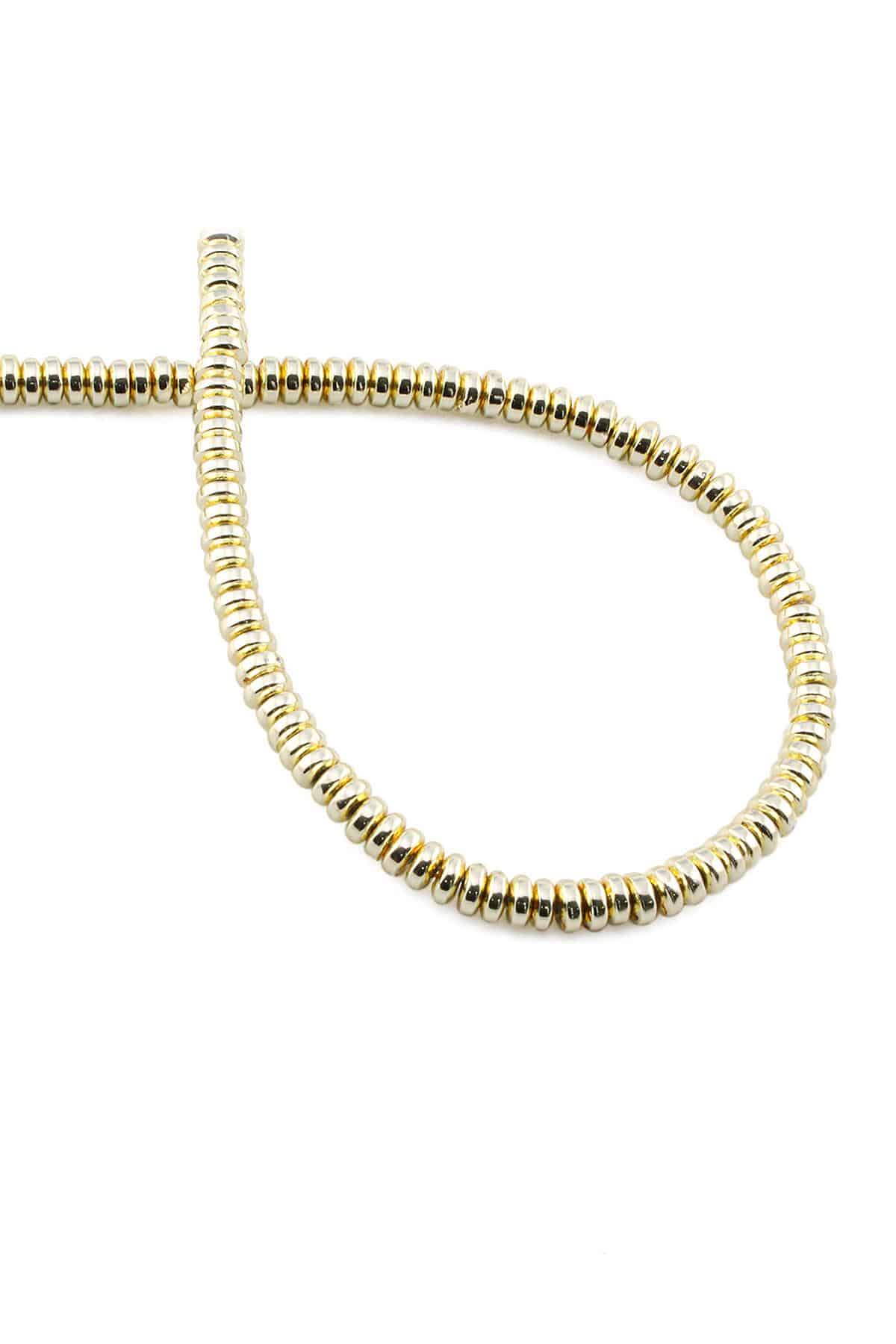 Hematite Natural Stone Shiny Gold Yellow 4x2mm String Of Beads