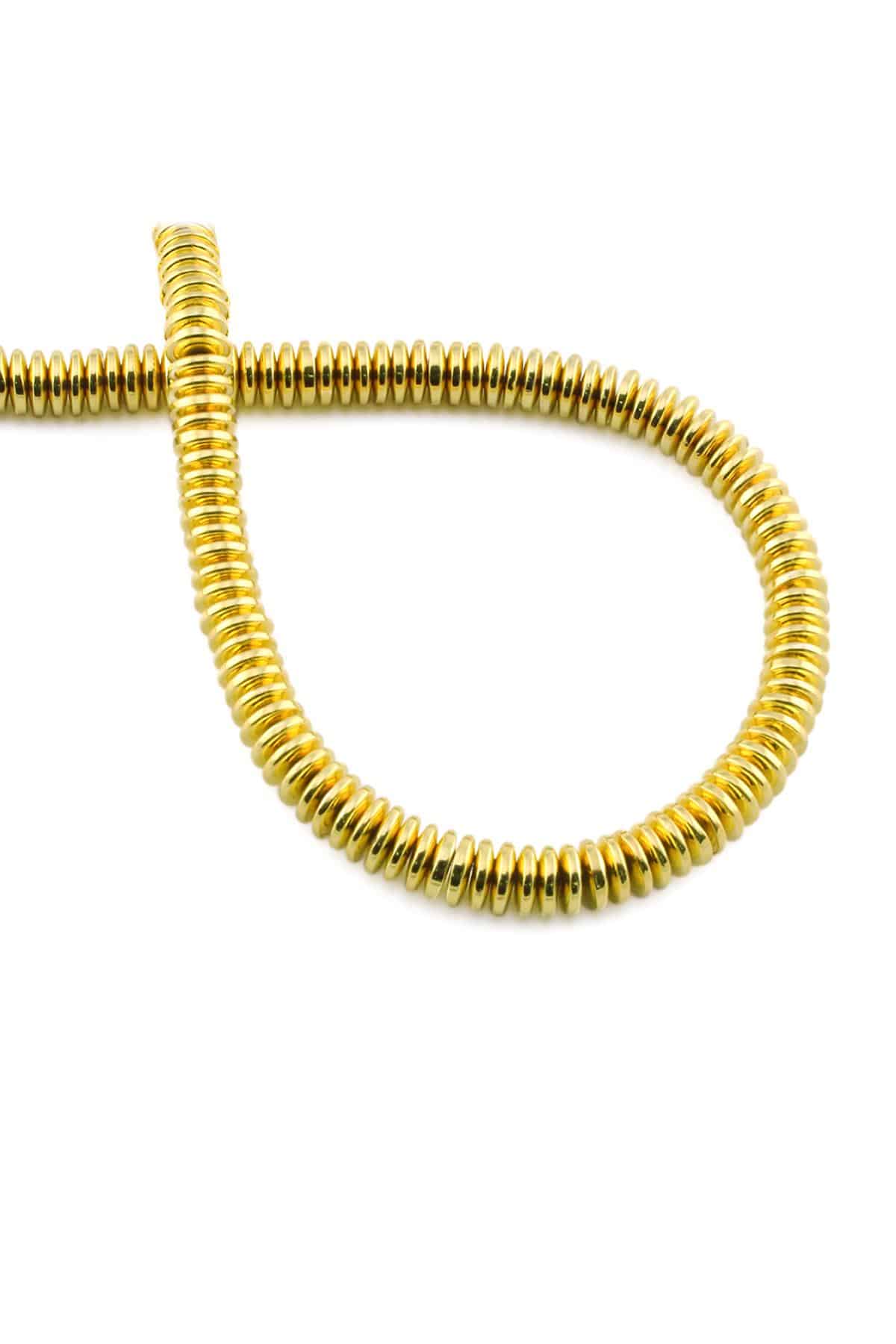 Hematit Doğal Taş Parlak Altın Sarı 6x1mm Dizi