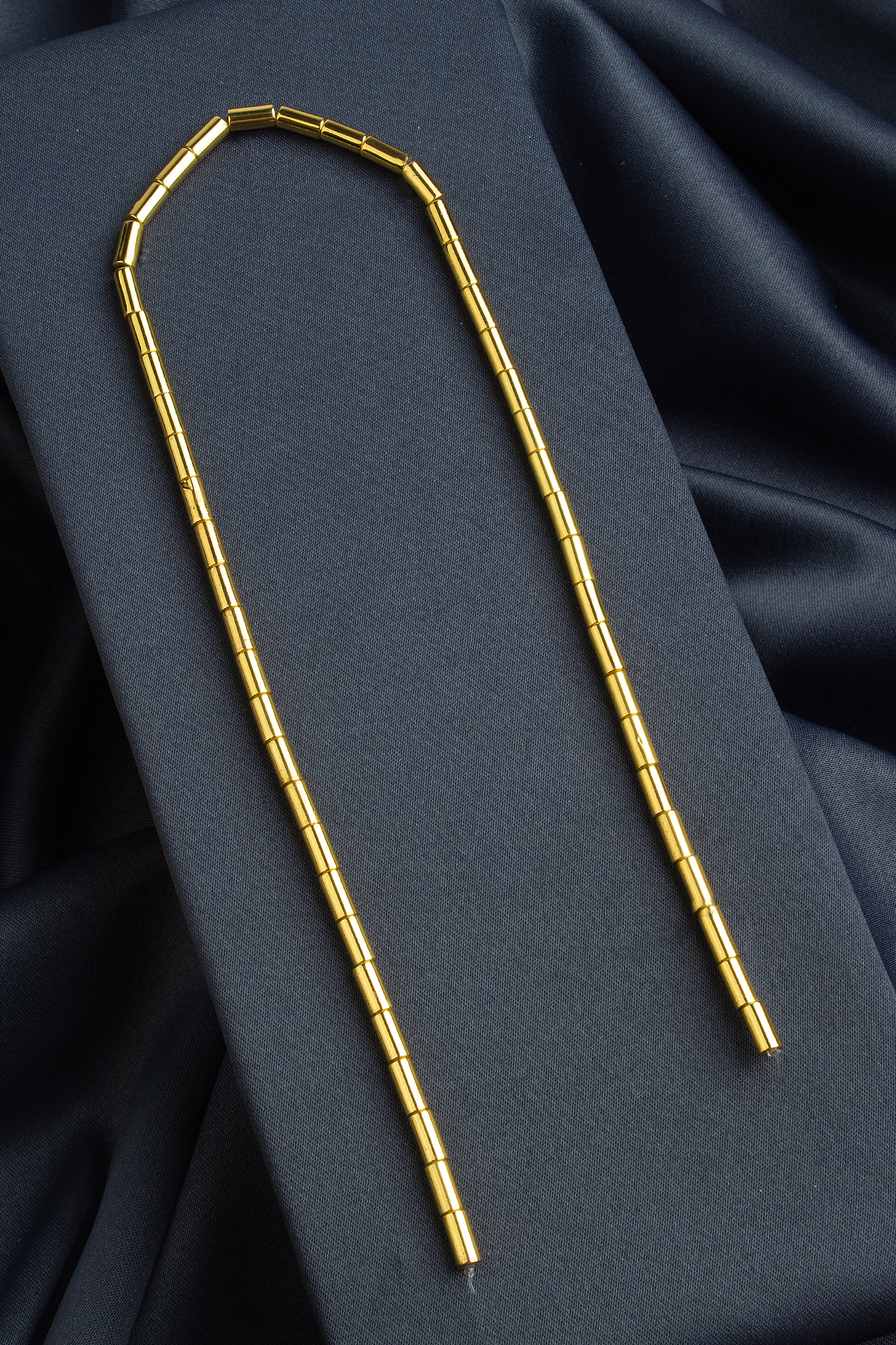 Hematit Doğal Taş Parlak Altın Sarı Silindir Kesim 4x8mm Dizi