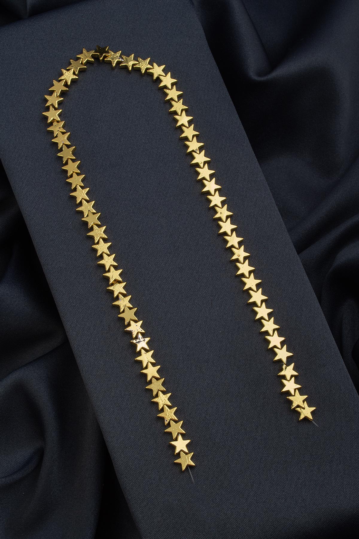 Hematit Doğal Taş Parlak Altın Sarı Yıldız Kesim 8mm Dizi [AA]