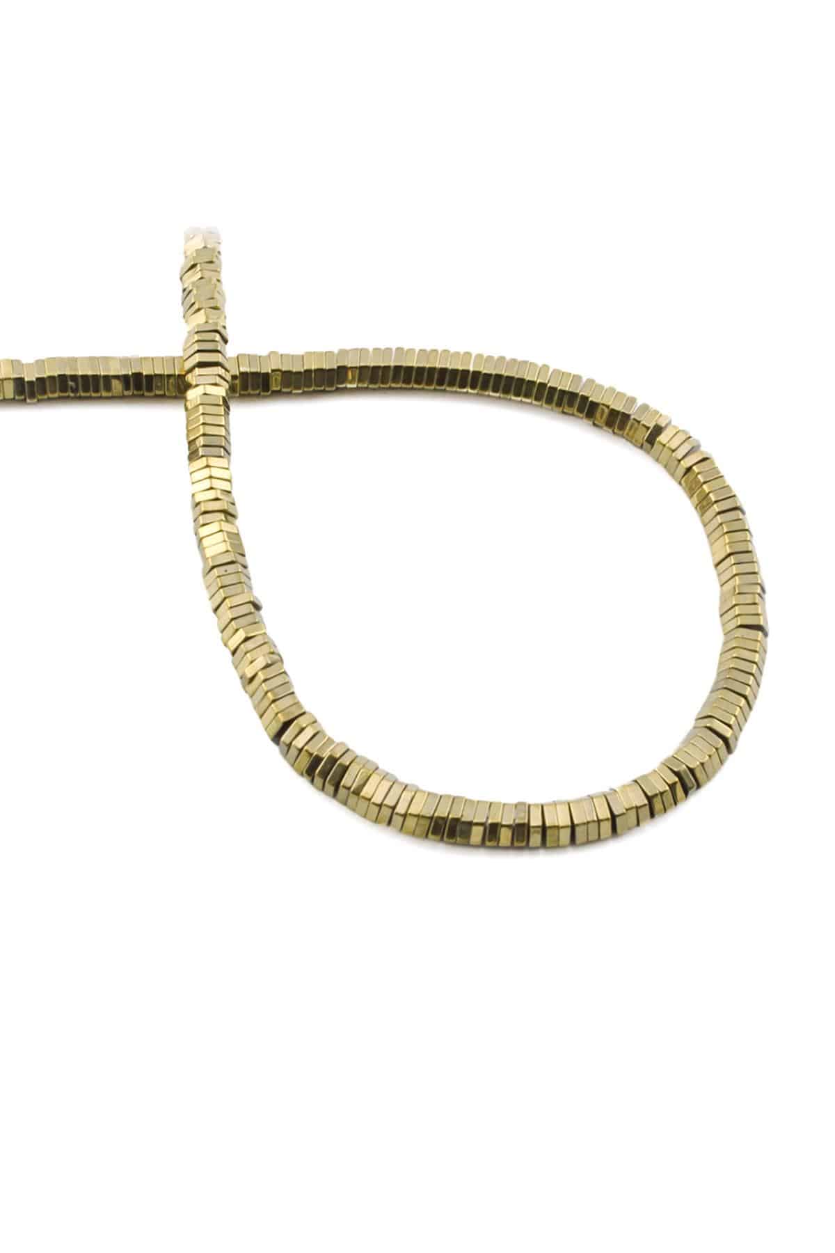 Hematite Natural Stone Shiny Antique Yellow 4x1M String Of Beads