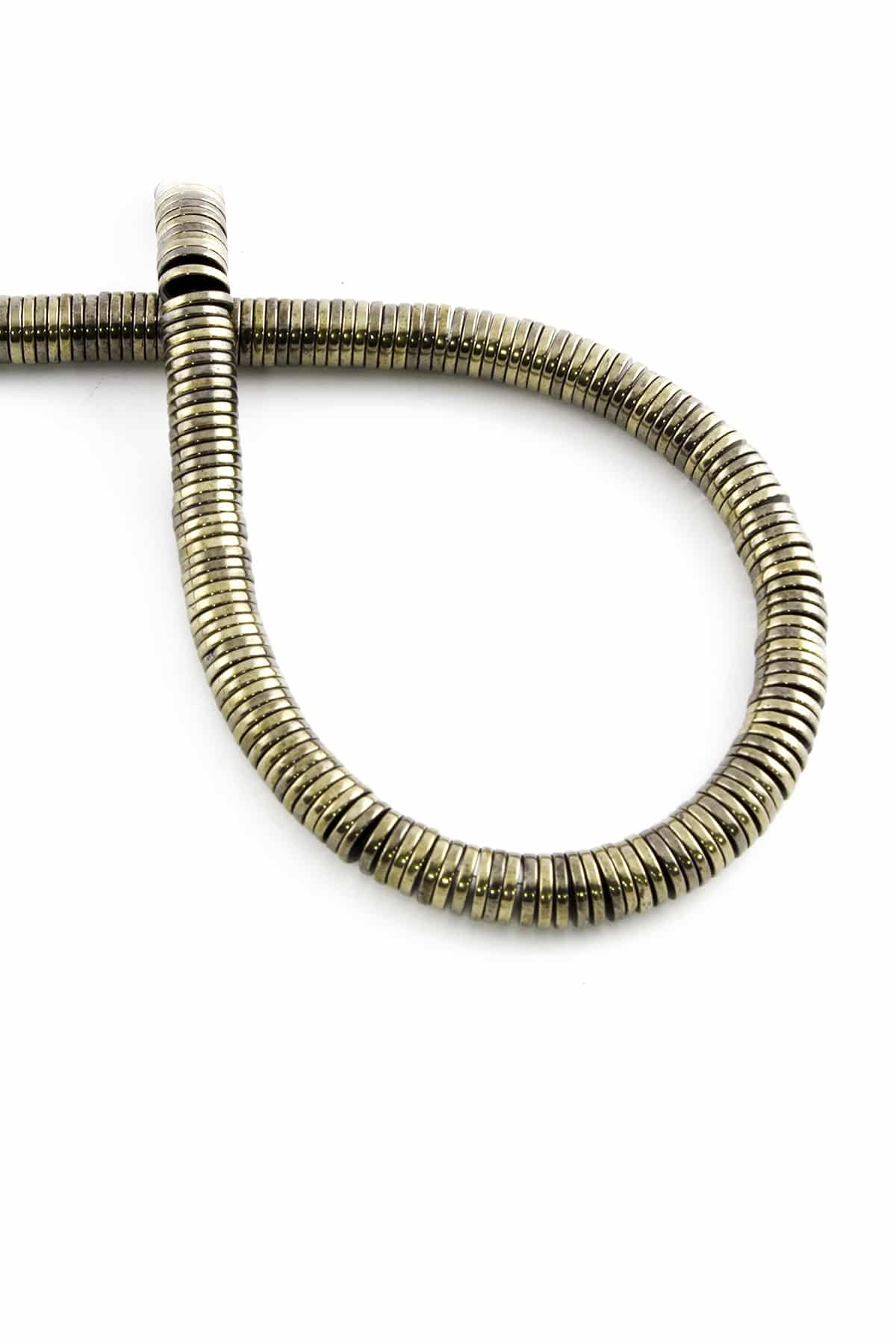 Hematit Doğal Taş Parlak Antik Sarı 6x1mm Dizi