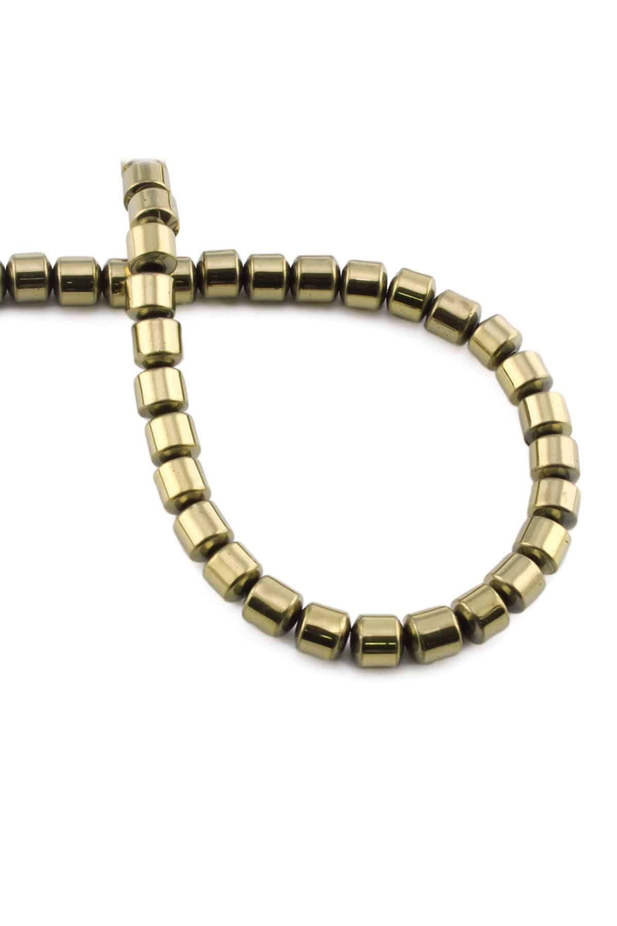 Hematite Natural Stone Shiny Antique Yellow 6x6mm String Of Beads