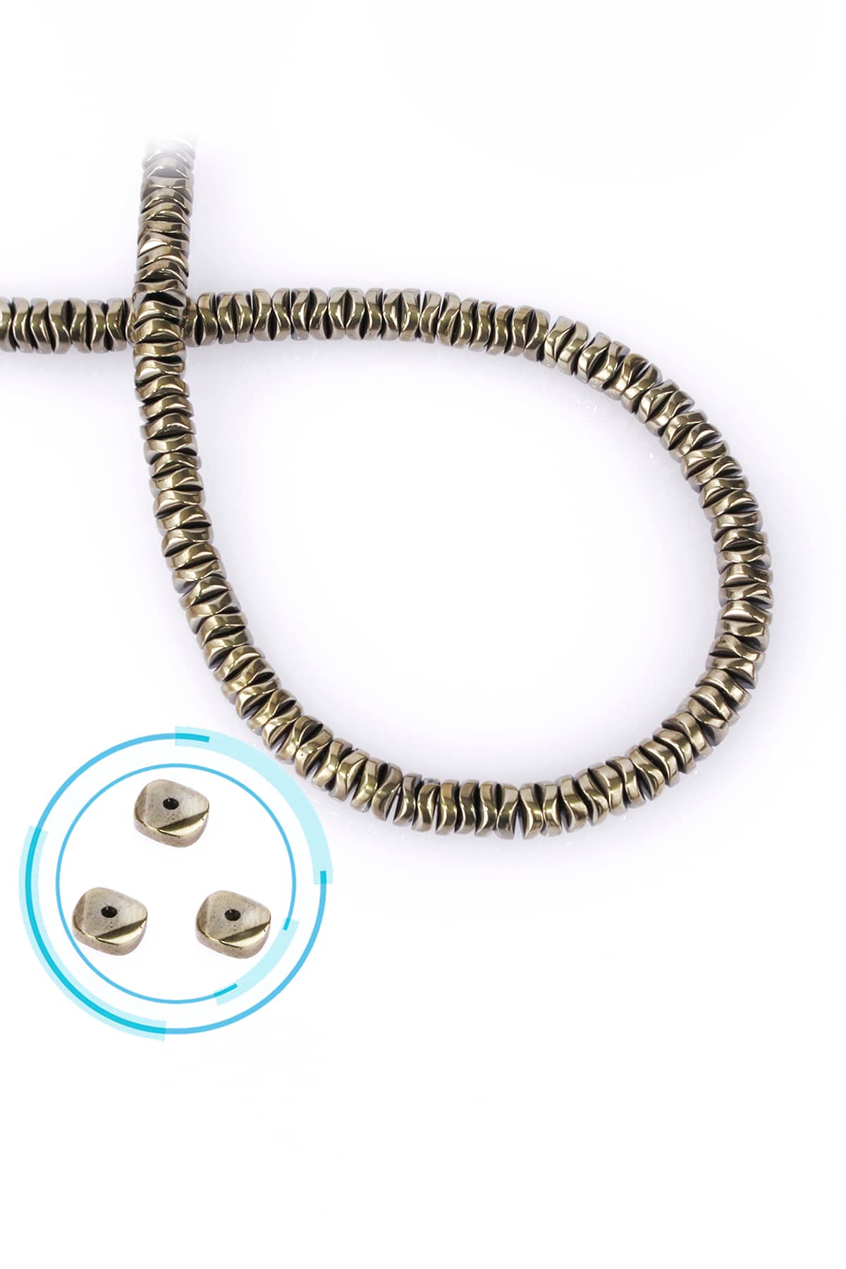 Hematit Doğal Taş Parlak Antik Sarı 6x1mm Dizi