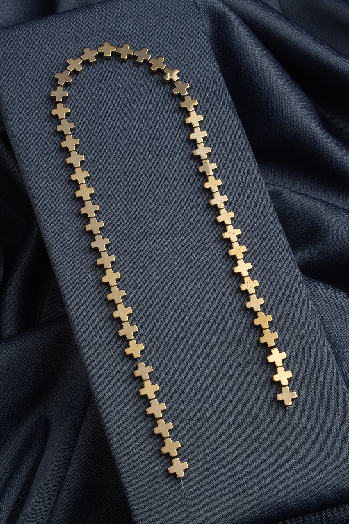 Hematit Doğal Taş Parlak Antik Sarı Artı Kesim 8mm Dizi [AA]