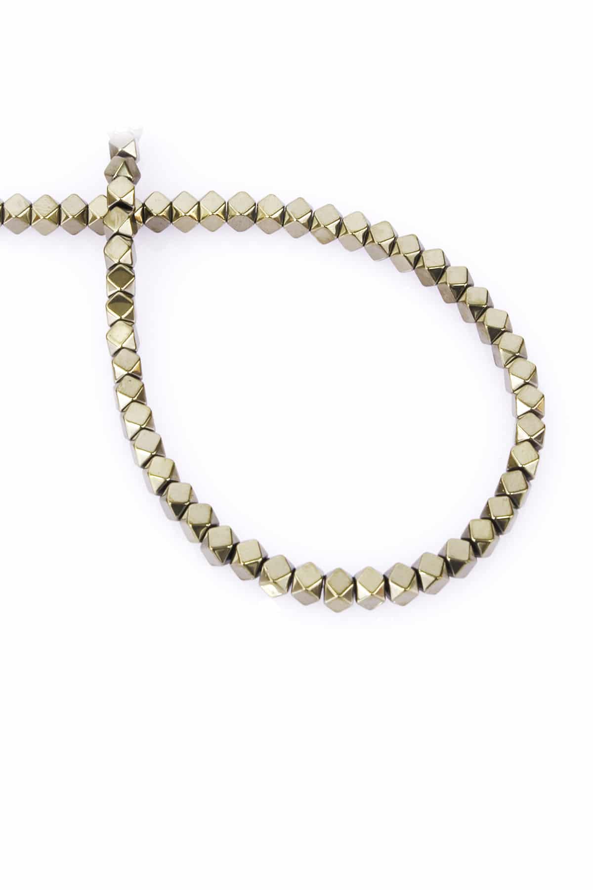 Hematite Natural Stone Shiny Antique Yellow Cube Cut 4x4mm String Of Beads