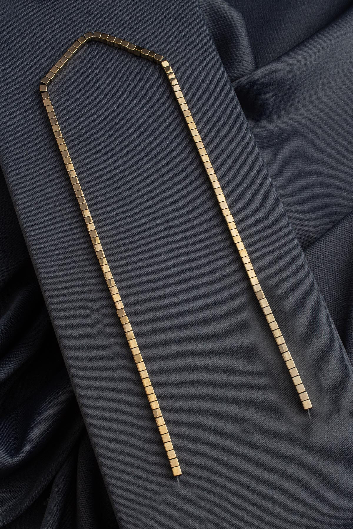 Hematite Natural Stone Shiny Antique Yellow 3x3mm String Of Beads