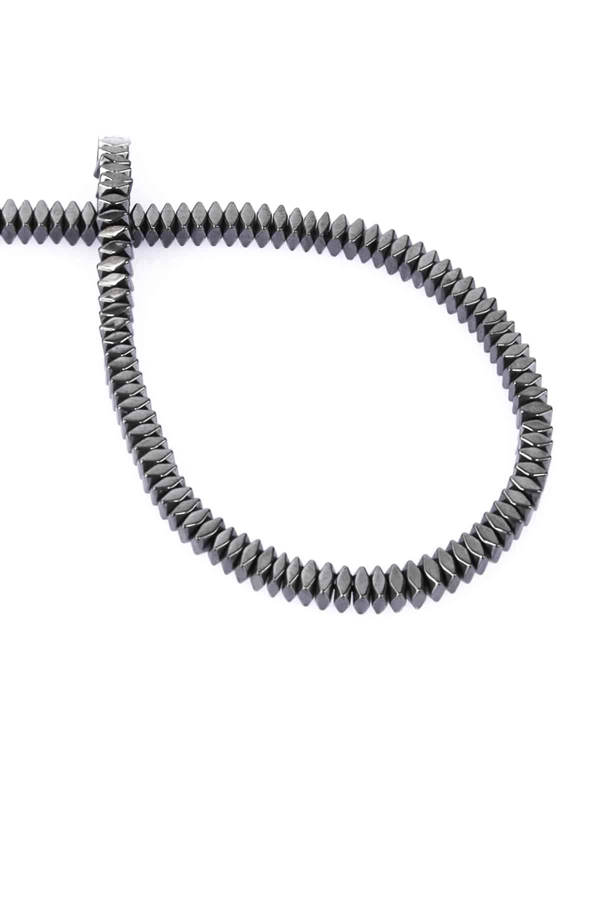 Hematit Doğal Taş Parlak Füme Rondela Kesim 4x2mm Dizi [AA]