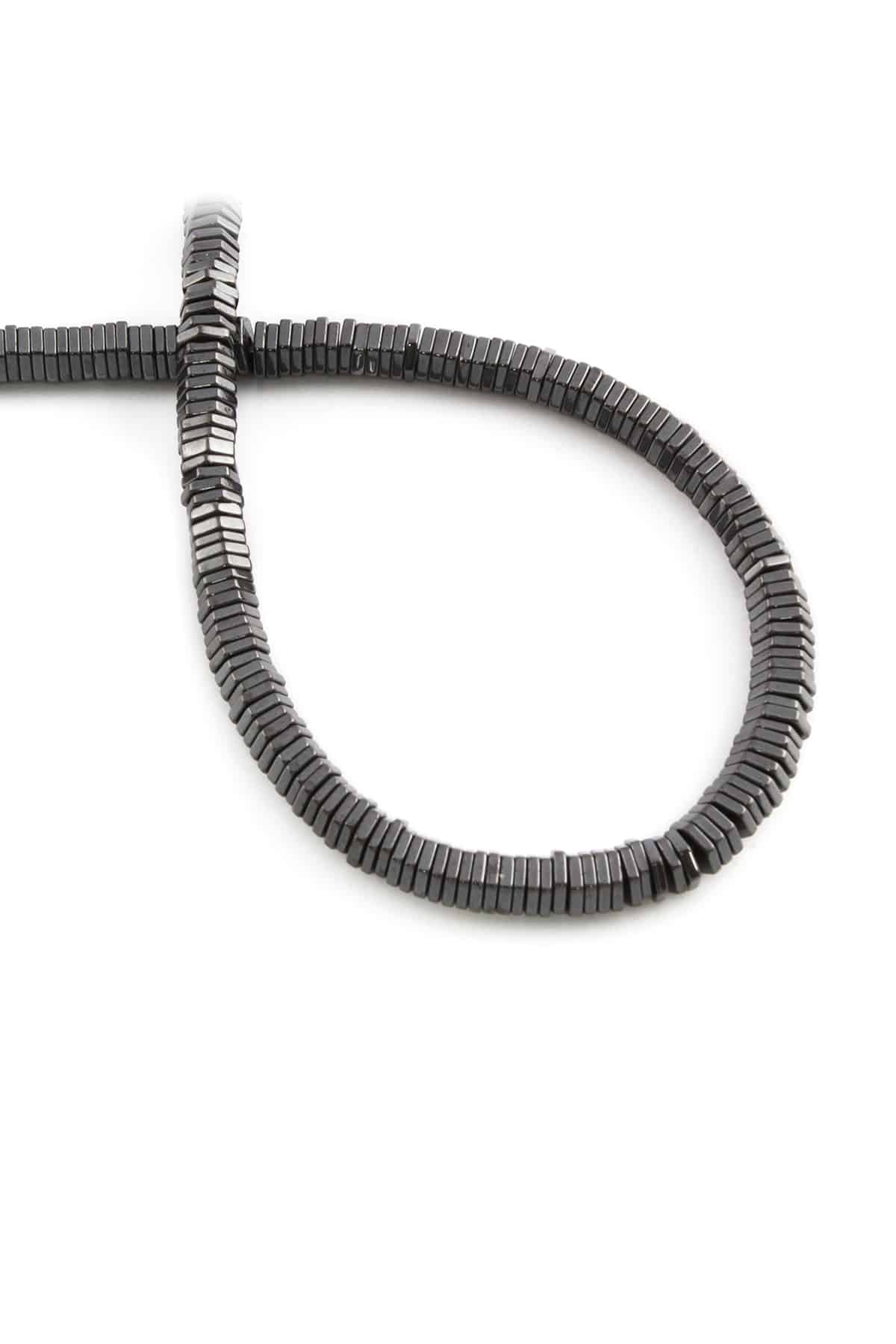 Hematite Natural Stone Shiny Smoked 5x1mm String Of Beads