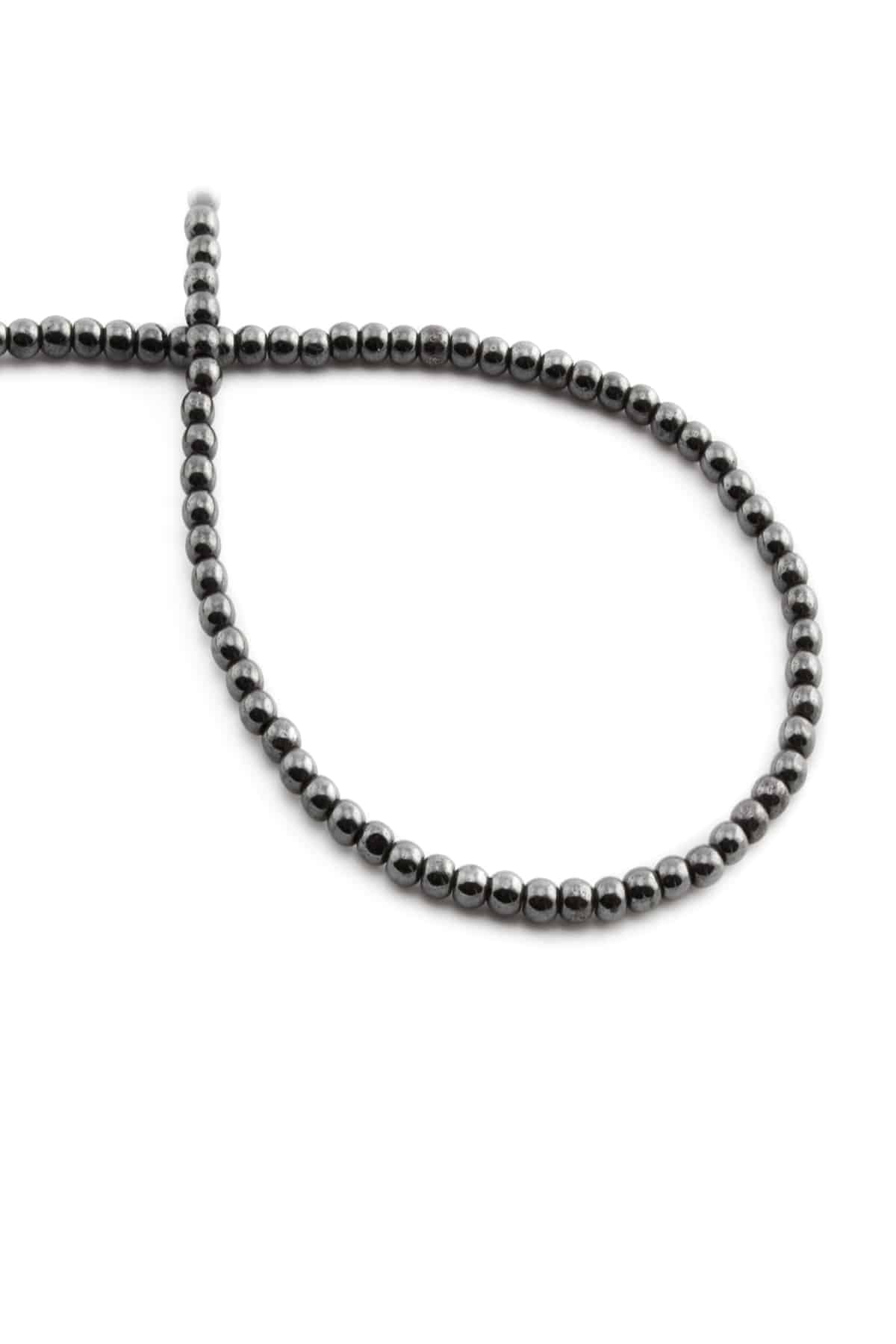 Hematite Natural Stone Shiny Smoked Globe Cut 3mm String Of Beads