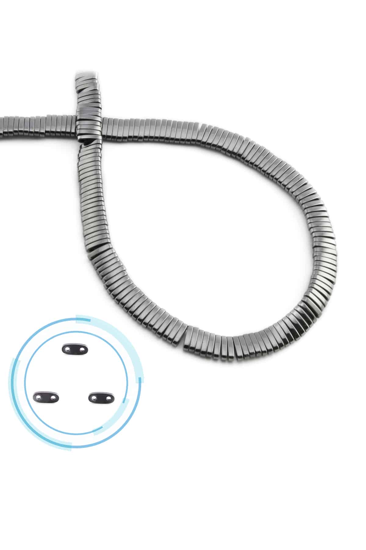 Hematite Natural Stone Shiny Smoked Washer Cut Double Hole 5x1mm String Of Beads