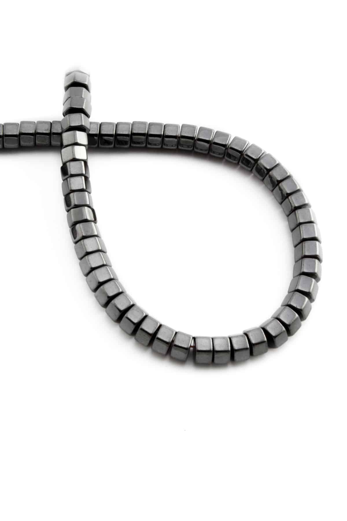 Hematit Doğal Taş Parlak Füme Rondela Kesim 6x3mm Dizi