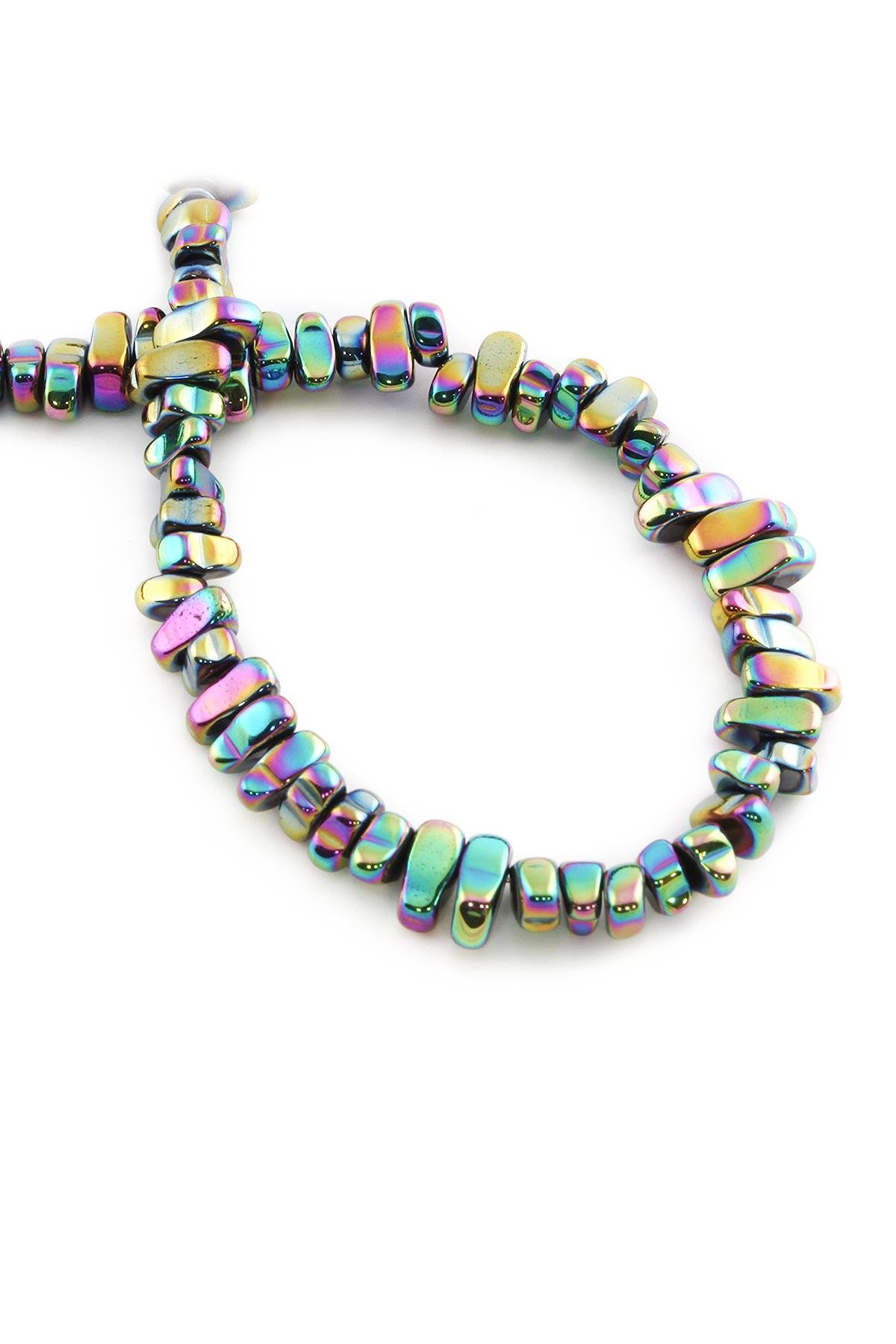 Hematite Natural Stone Shiny Rainbow Amorphous Cut 6x7mm String Of Beads
