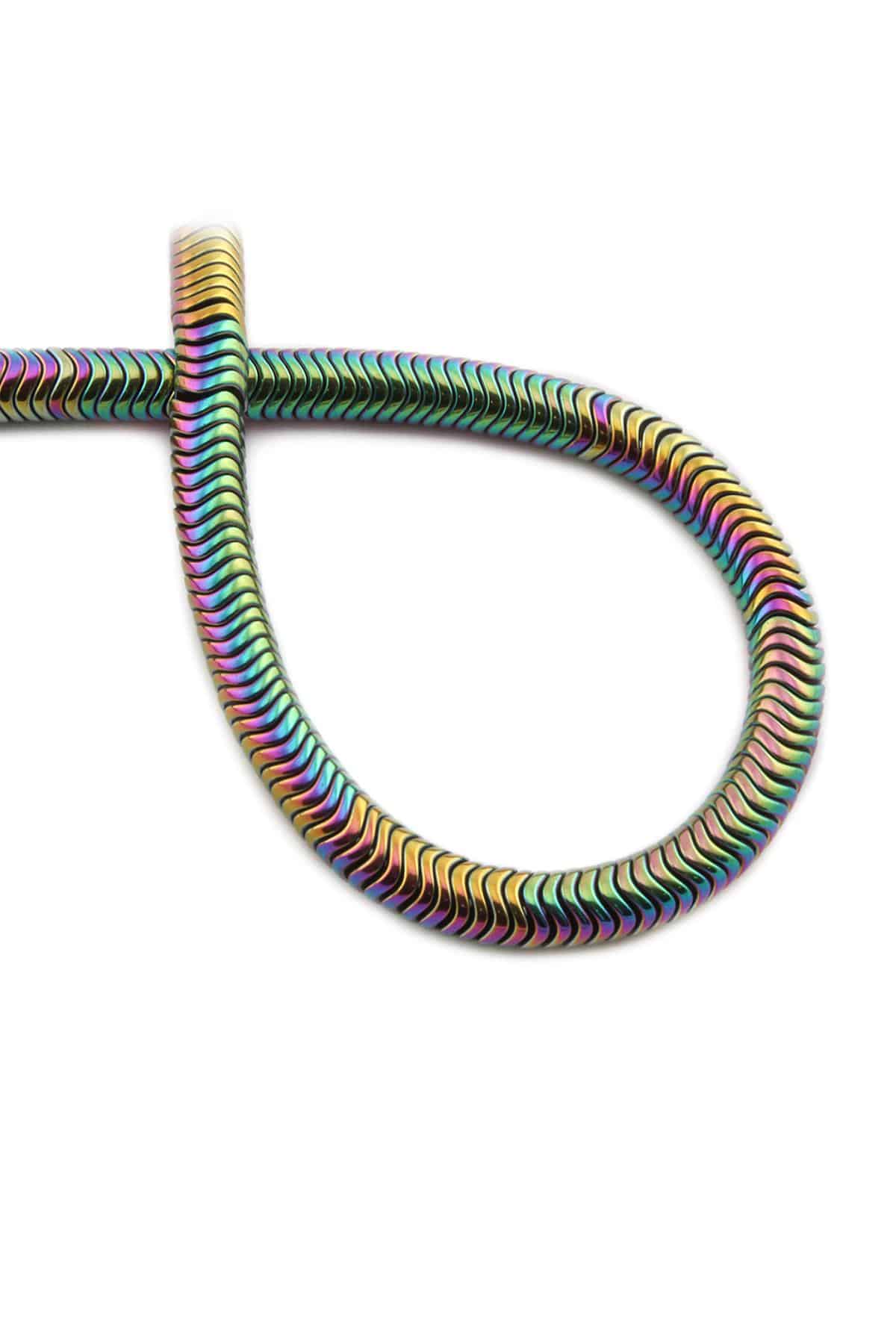 Hematit Doğal Taş Parlak Gökkuşağı Rondela Kesim 6x1mm Dizi