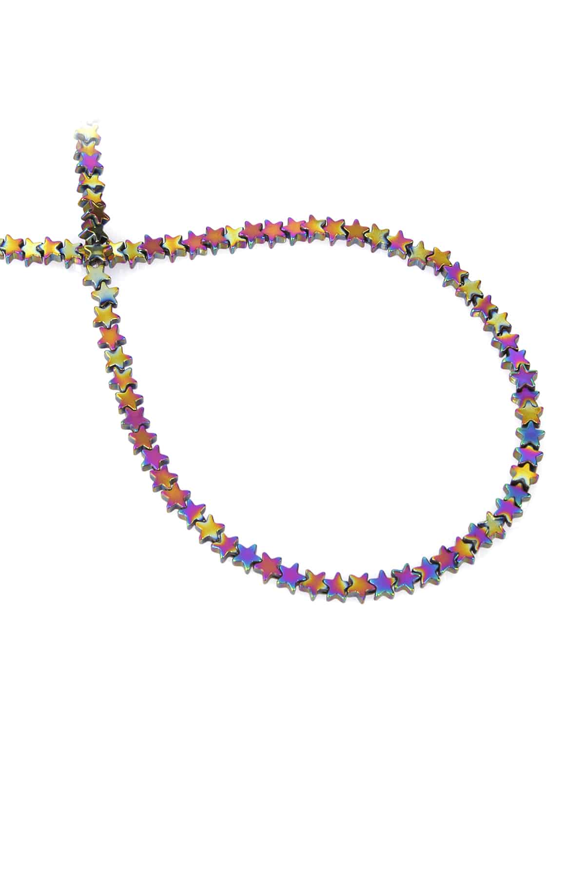 Hematite Natural Stone Shiny Rainbow Star Cut 4mm String Of Beads