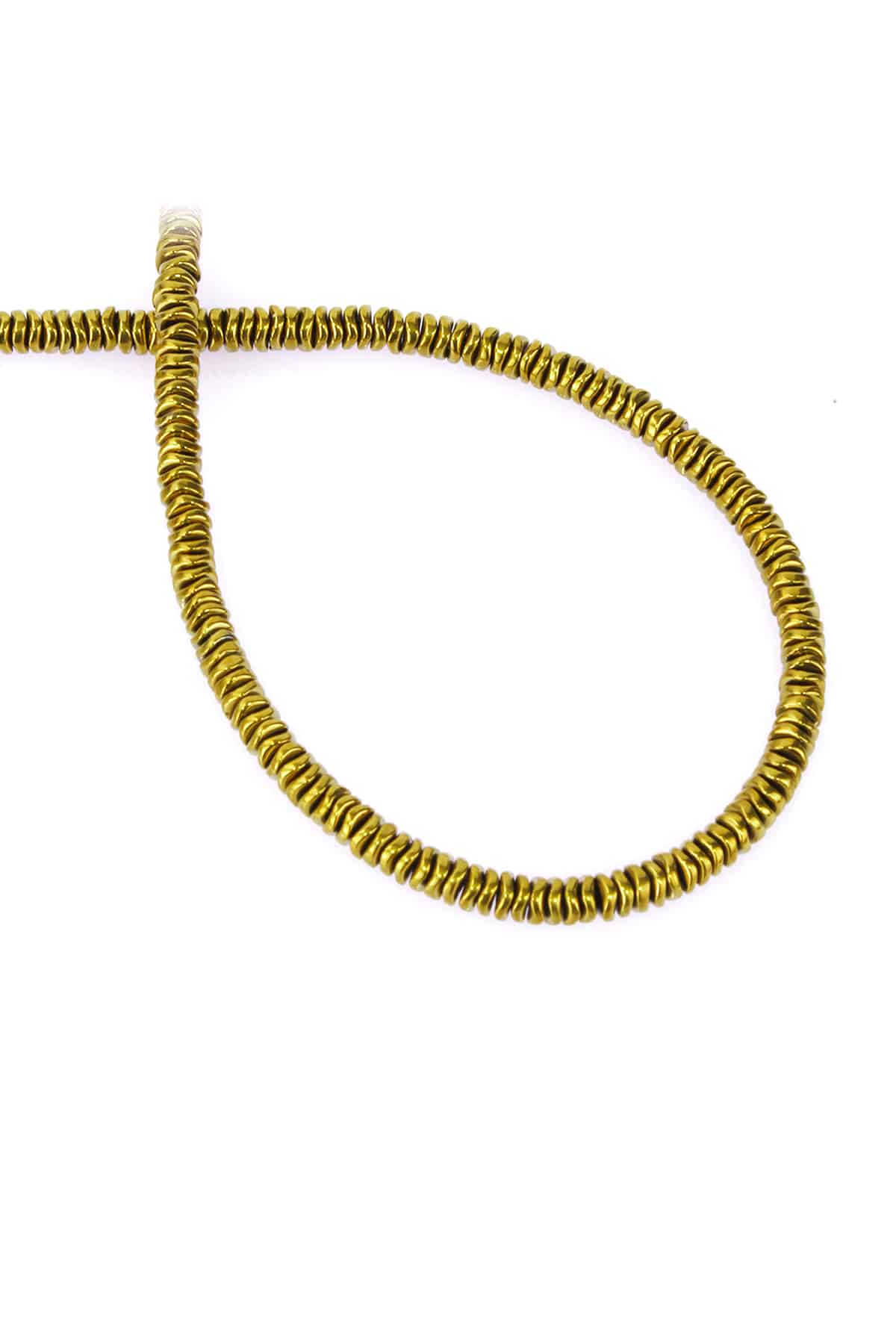 Hematit Doğal Taş Parlak Gold Dalgalı Rondela Kesim 4x1mm Dizi