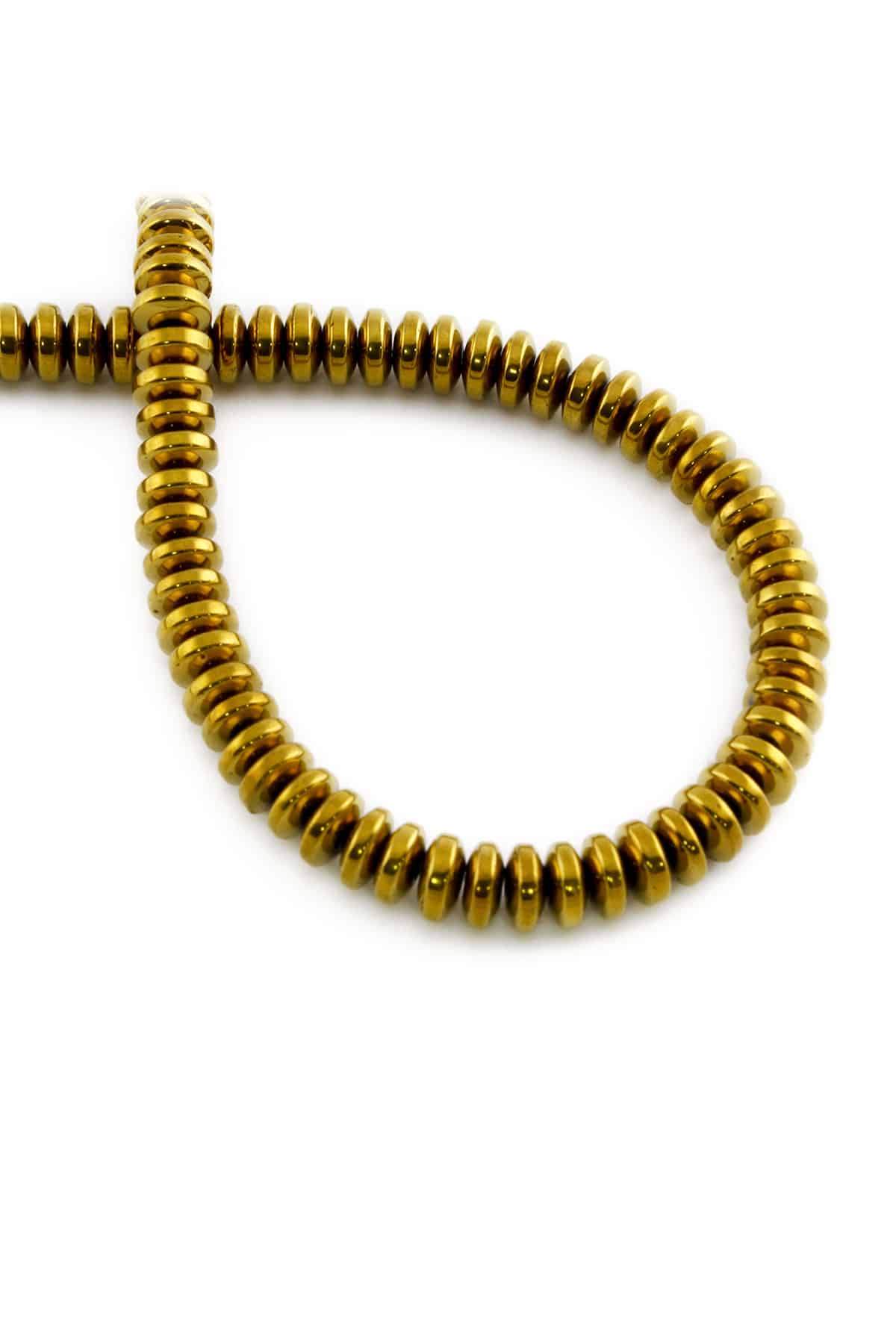 Hematit Doğal Taş Parlak Gold Rondela Kesim 6x2mm Dizi [AA]