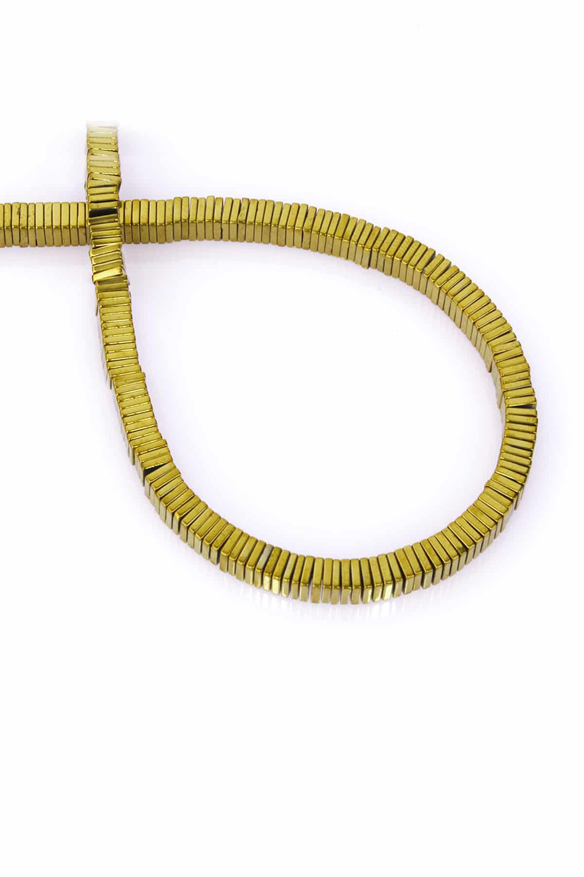 Hematite Natural Stone Shiny Gold Square Dore Cut 4x1mm String Of Beads