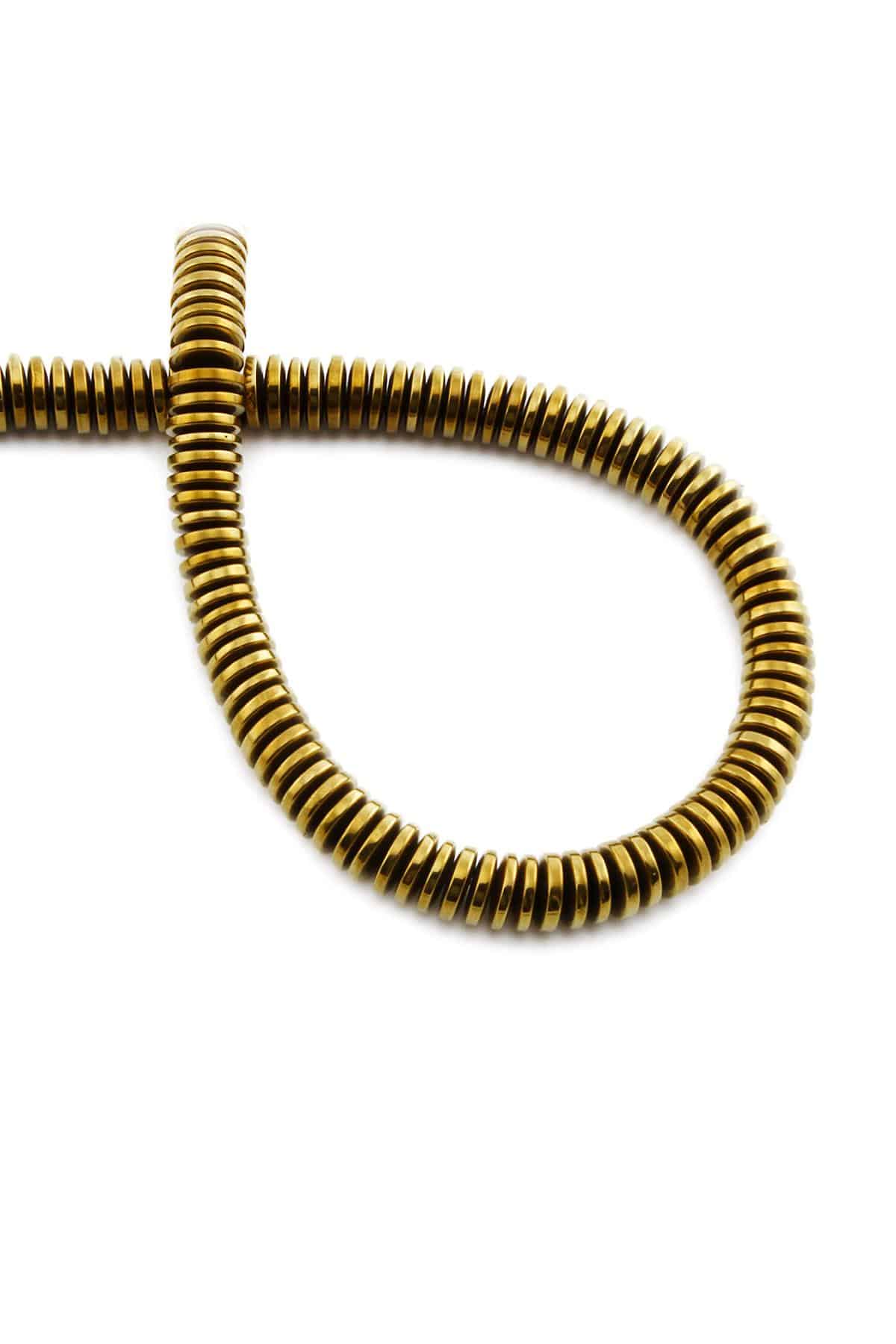 Hematit Doğal Taş Parlak Gold Rondela Kesim 6x1mm Dizi
