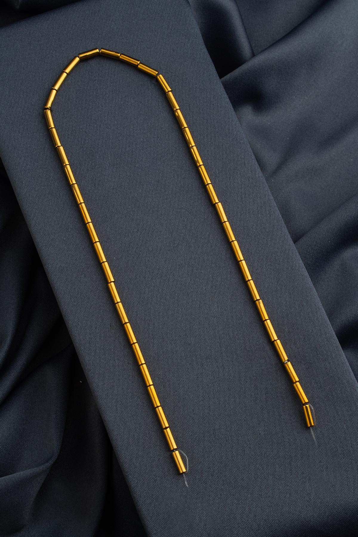 Hematite Natural Stone Shiny Gold Cylinder Cut 4x8mm String Of Beads