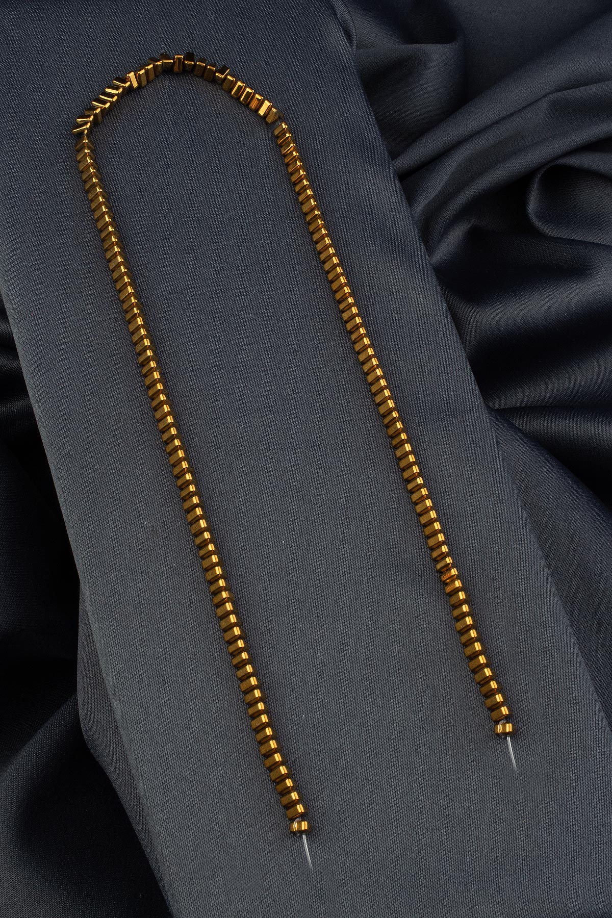 Hematite Natural Stone Shiny Gold Triangle Cut 4x3mm String Of Beads