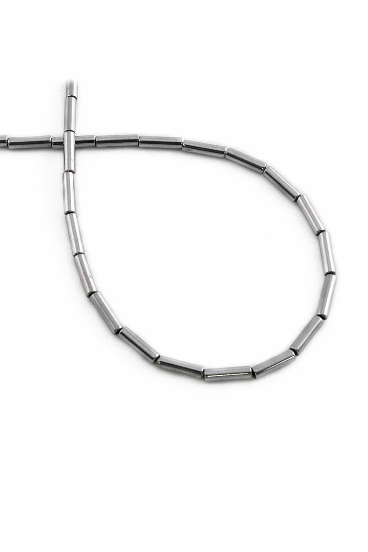 Hematite Natural Stone Shiny Cylinder 2x8mm String Of Beads