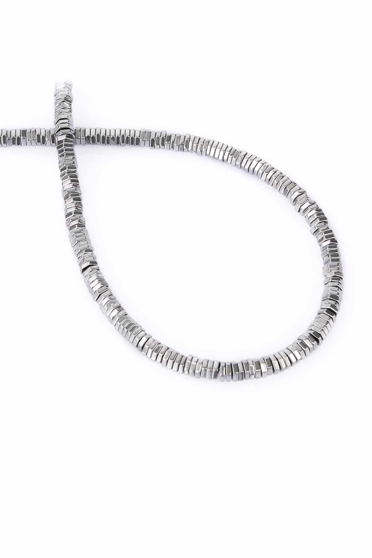 Hematite Natural Stone Shiny Cylinder 4x1M String Of Beads