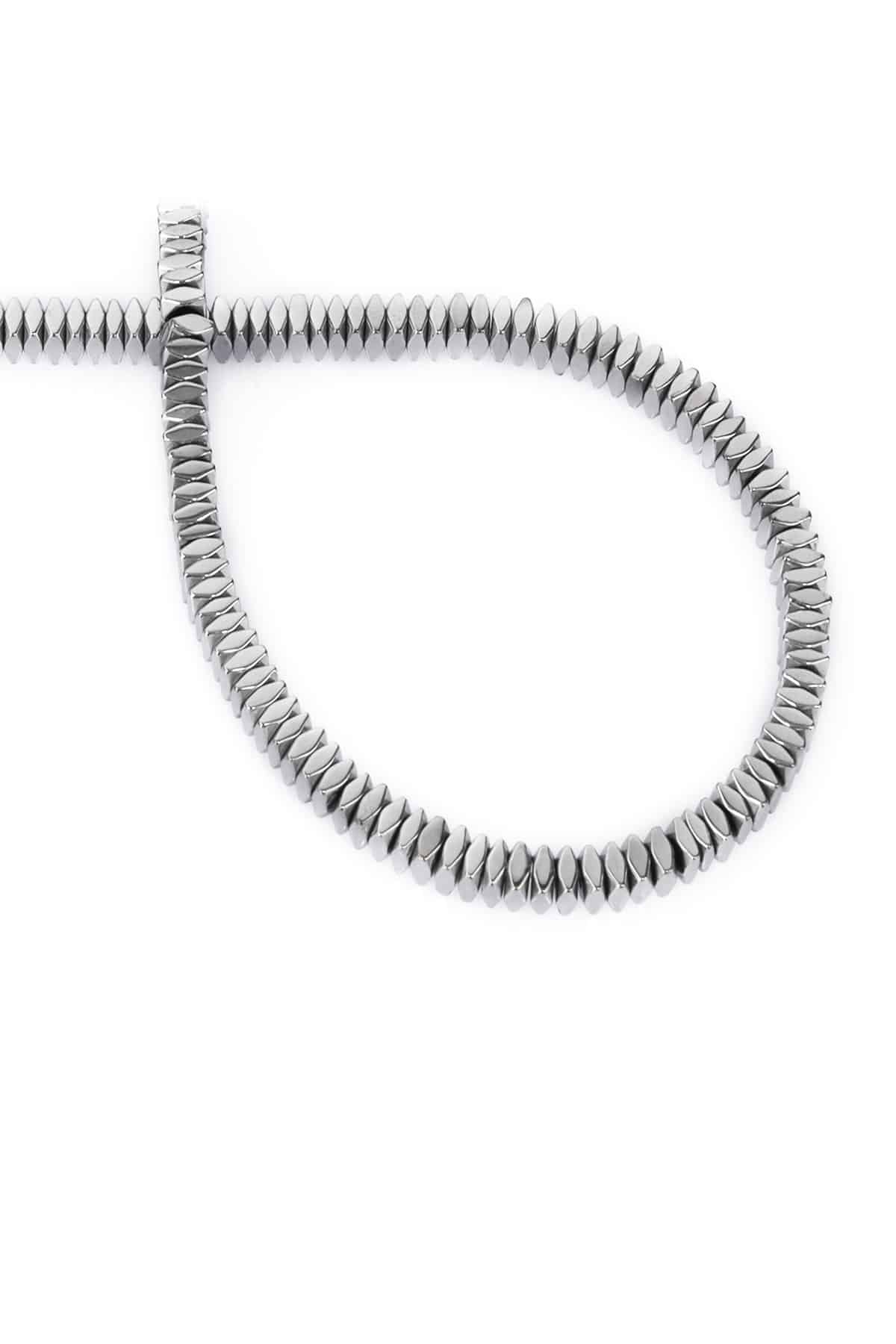 Hematit Doğal Taş Parlak Gümüş Rondela Kesim 4x2mm Dizi [AA]