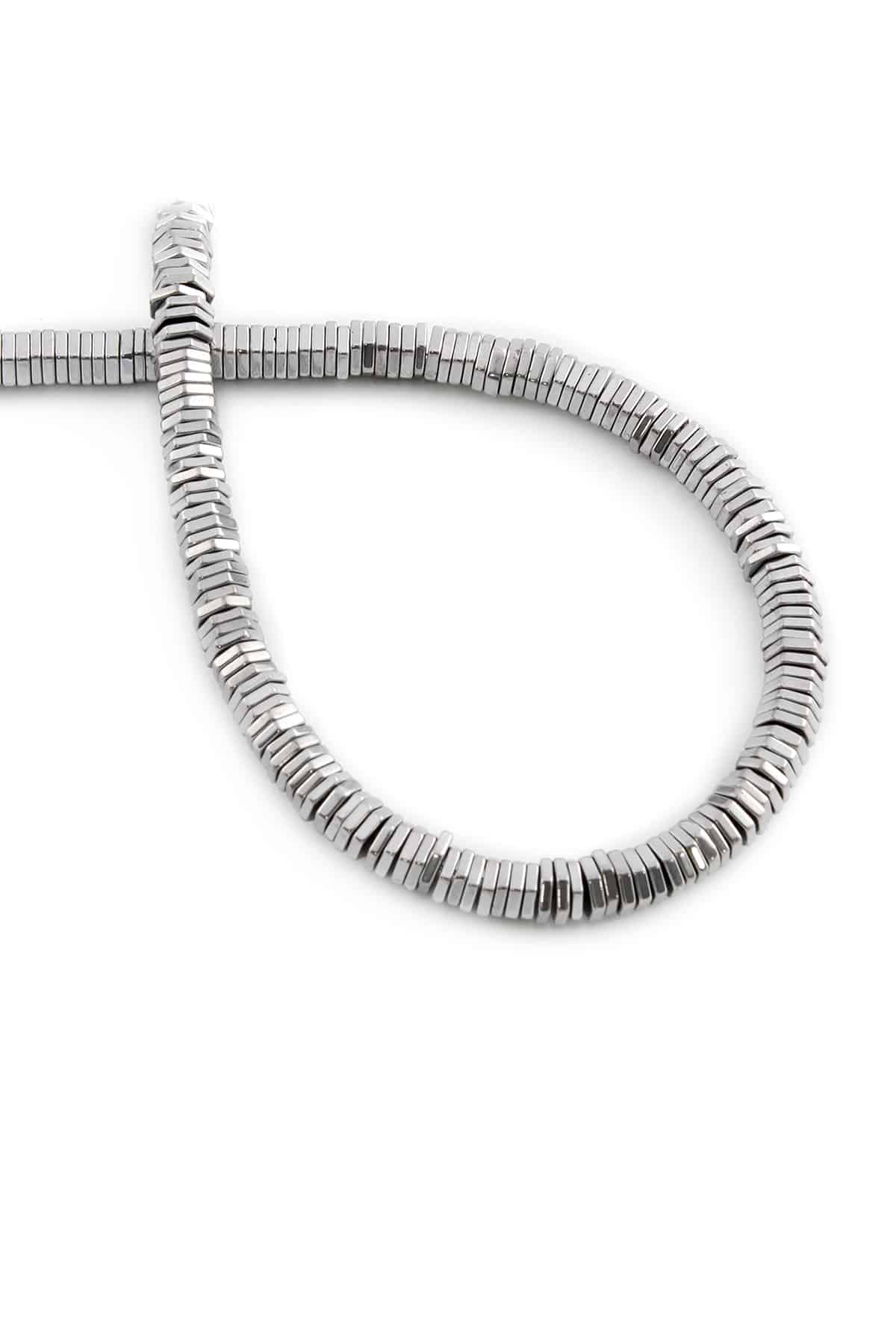 Hematite Natural Stone Shiny Cylinder 5x1mm String Of Beads