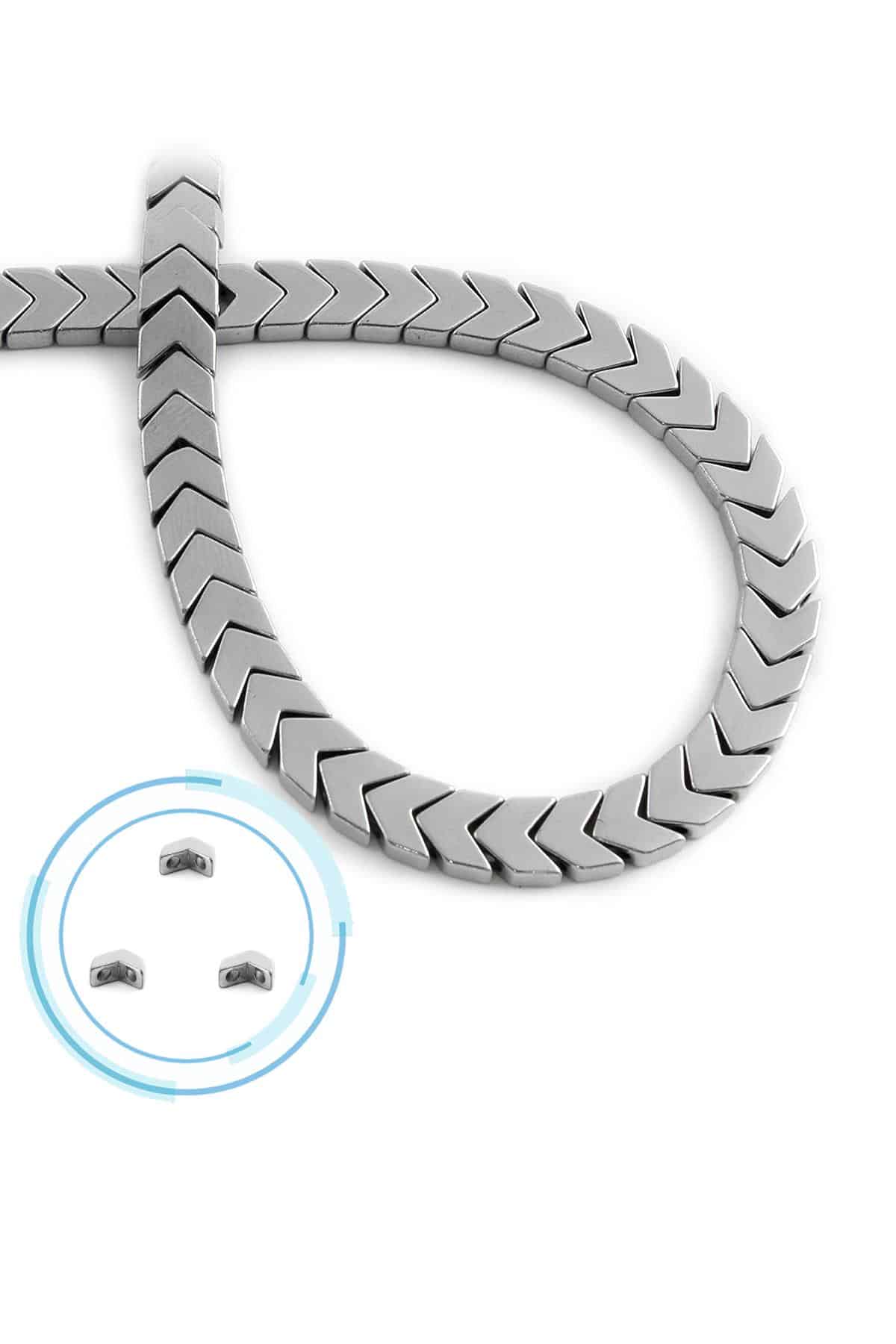 Hematit Doğal Taş Parlak Gümüş Çavuş Kesim 6x3mm Dizi [AA]