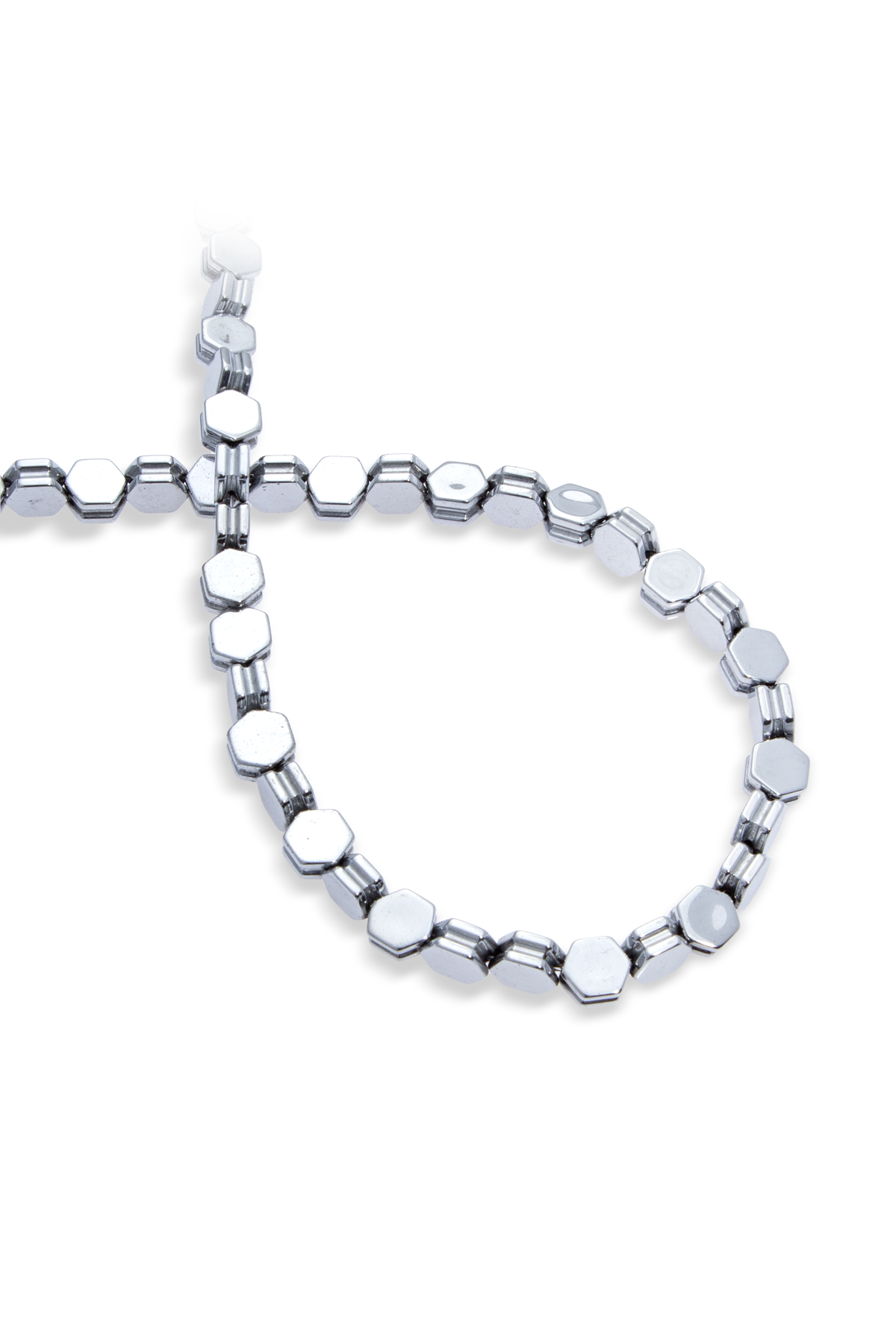 Hematit Doğal Taş Parlak Gümüş Altıgen Kesim 7x4mm Dizi