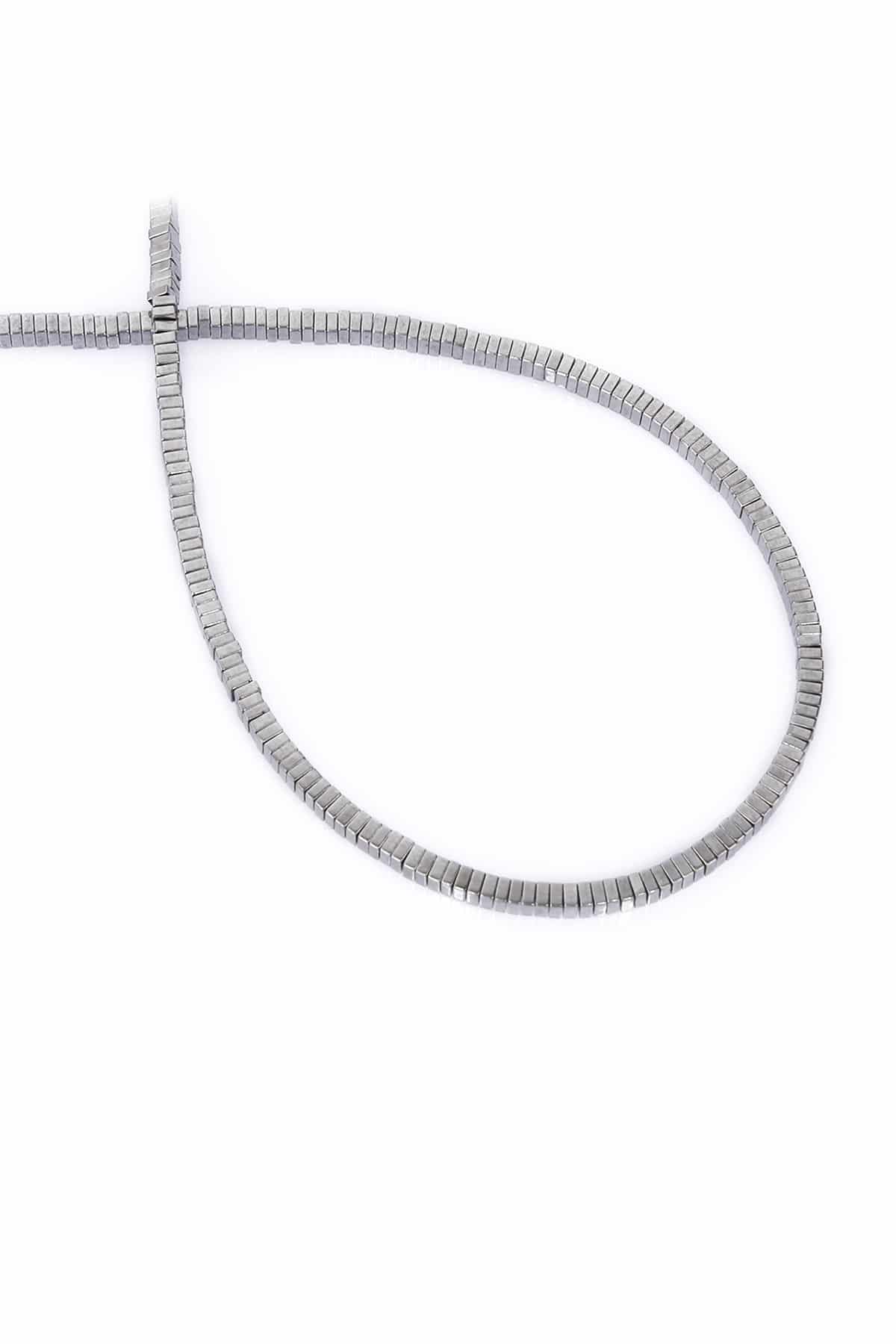 Hematite Natural Stone Shiny Cylinder Square Dore Cut 2x1mm String Of Beads