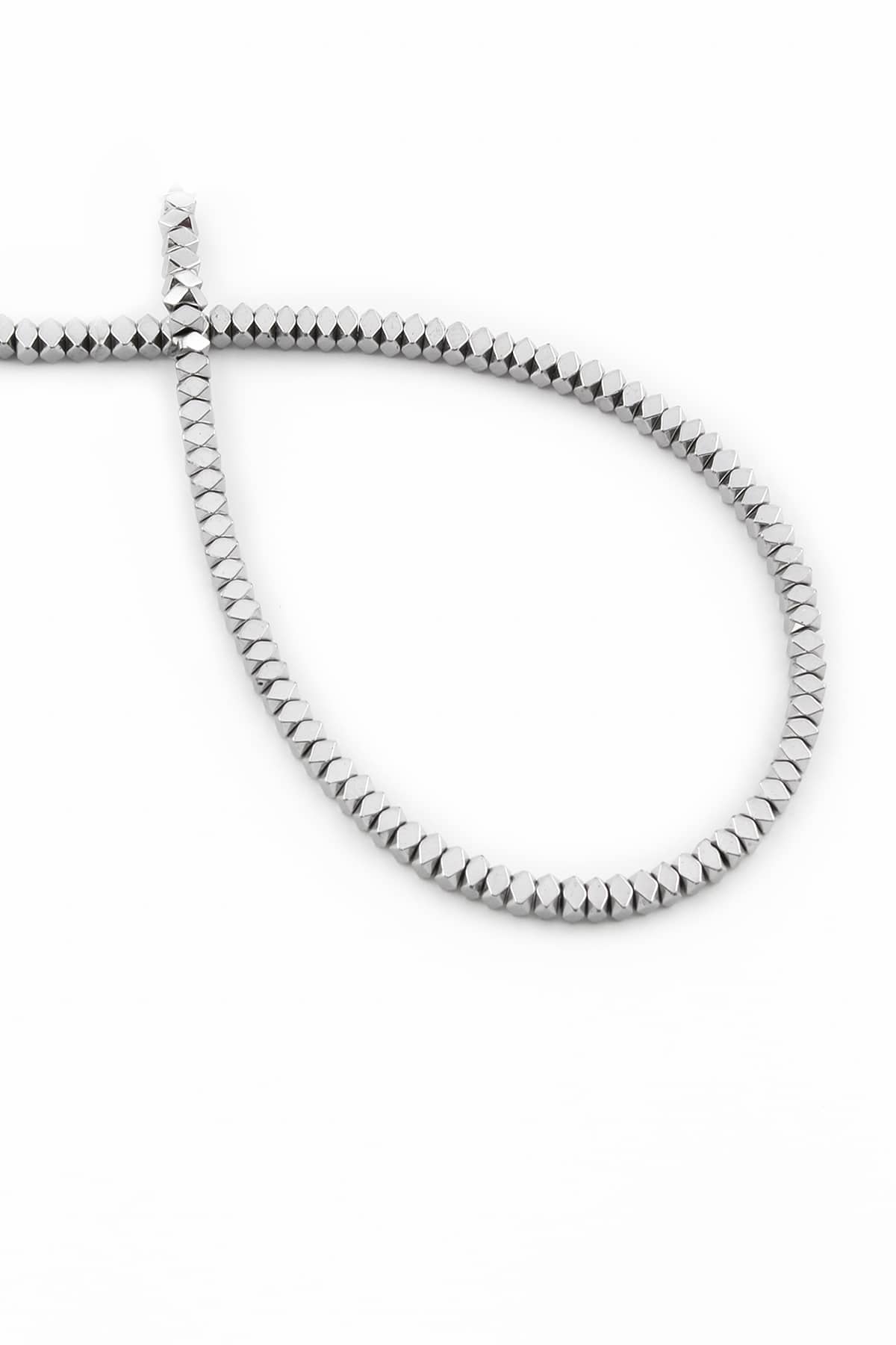 Hematit Doğal Taş Parlak Gümüş Özel Kesim 3x2mm Dizi [AA]