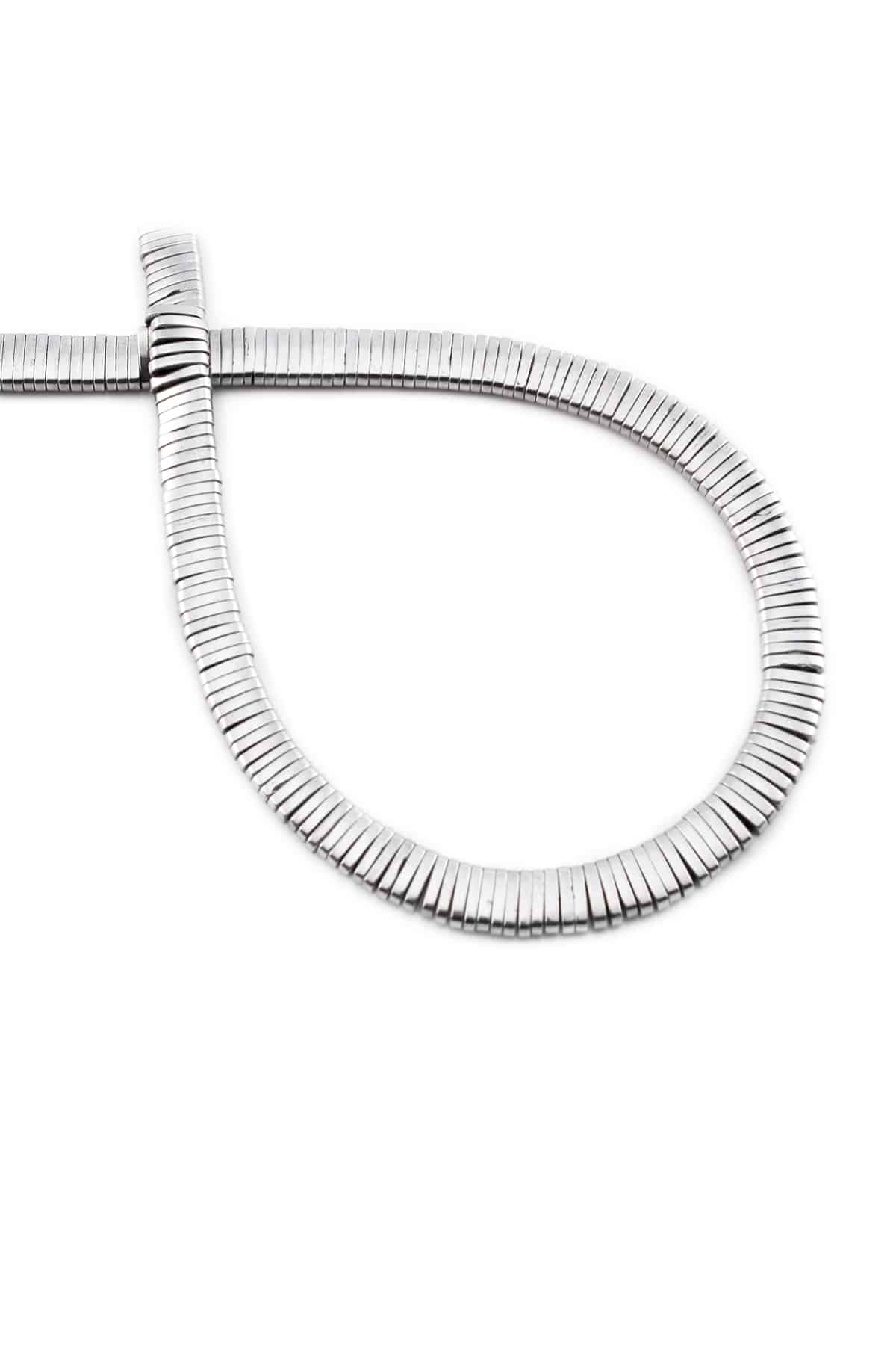 Hematite Natural Stone Shiny Cylinder Washer Cut Double Hole 5x1mm String Of Beads