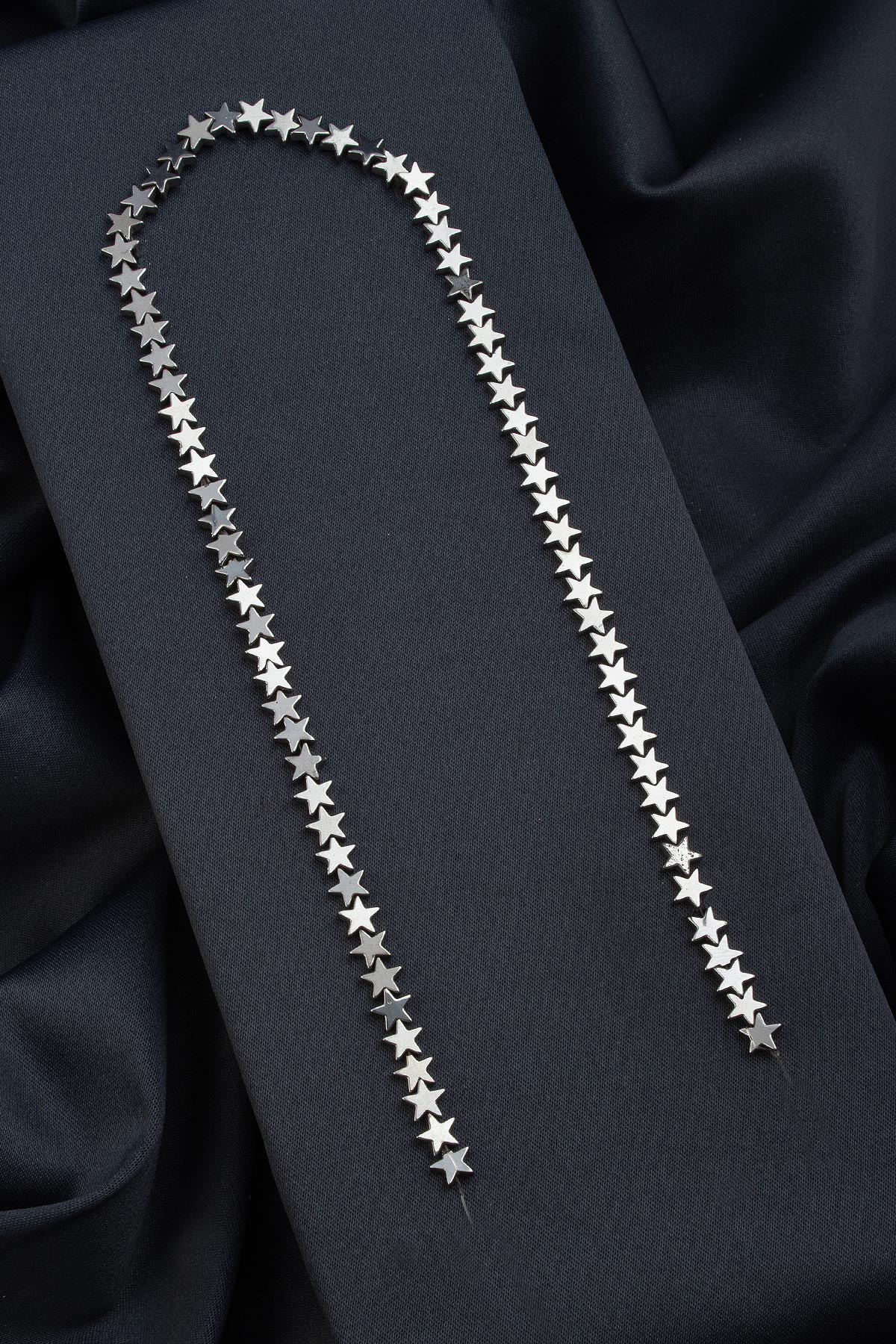 Hematite Natural Stone Shiny Cylinder Star Cut 7mm String Of Beads