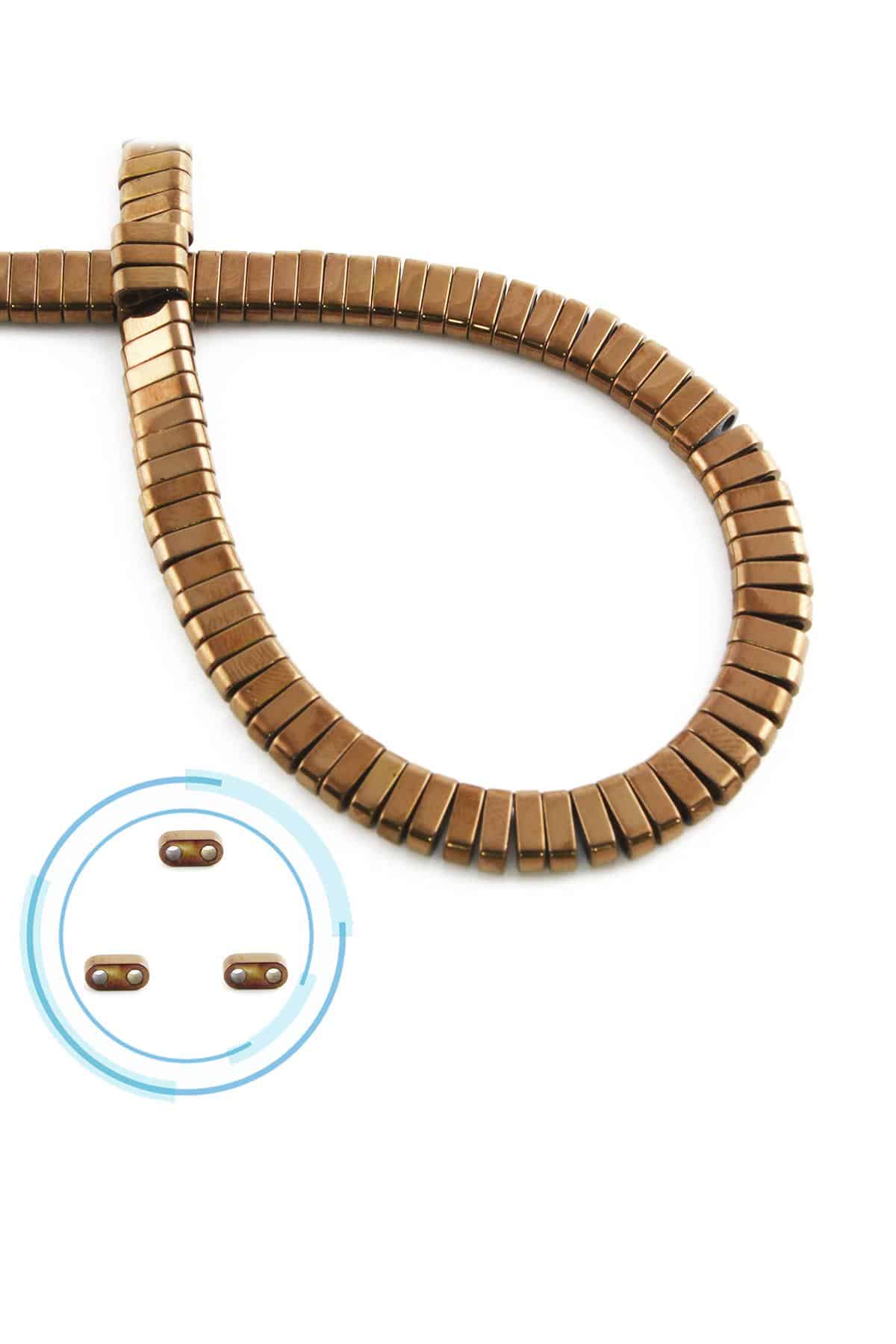 Hematite Natural Stone Shiny Brown Double Hole 6x2mm String Of Beads